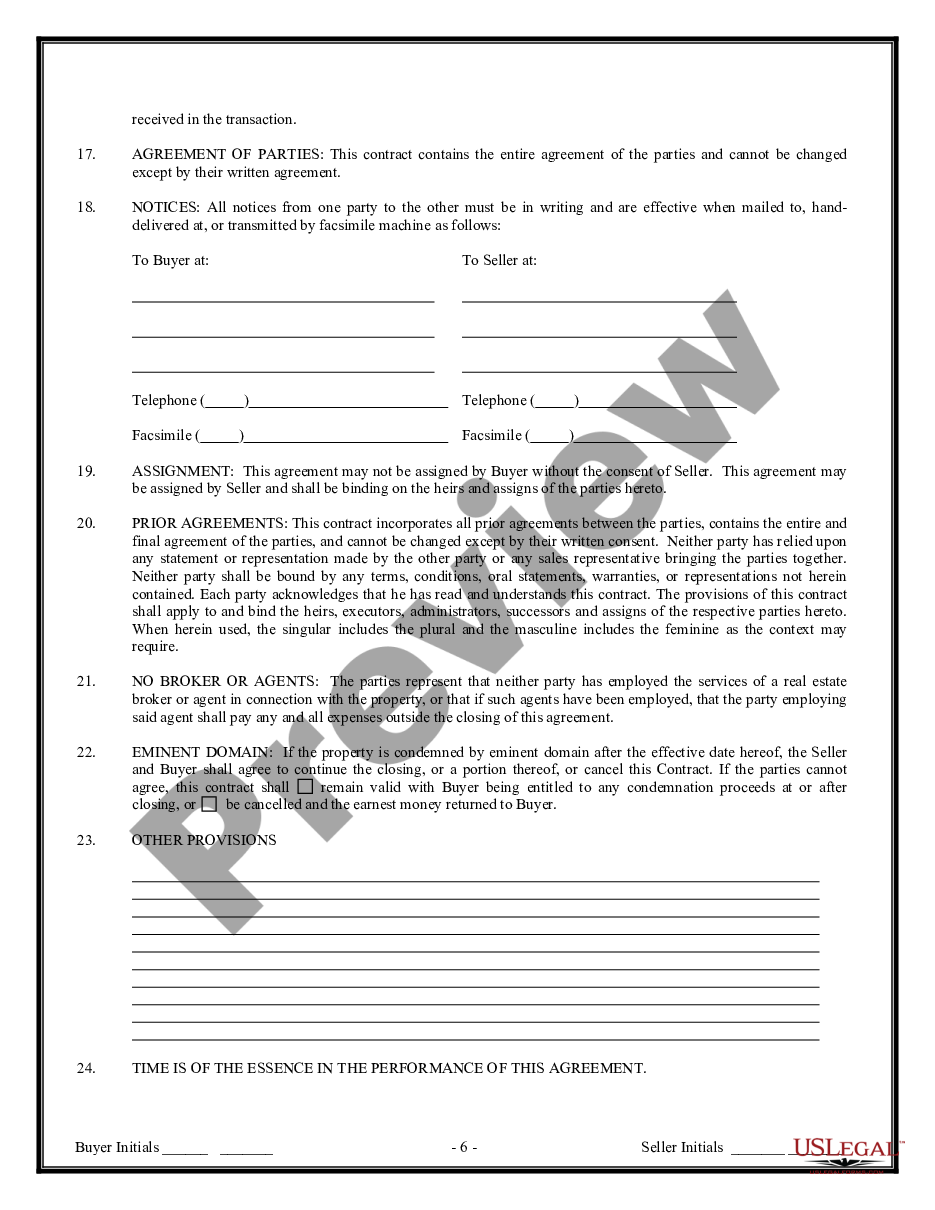 page 5 Contract for Sale and Purchase of Real Estate with No Broker for Residential Home Sale Agreement preview