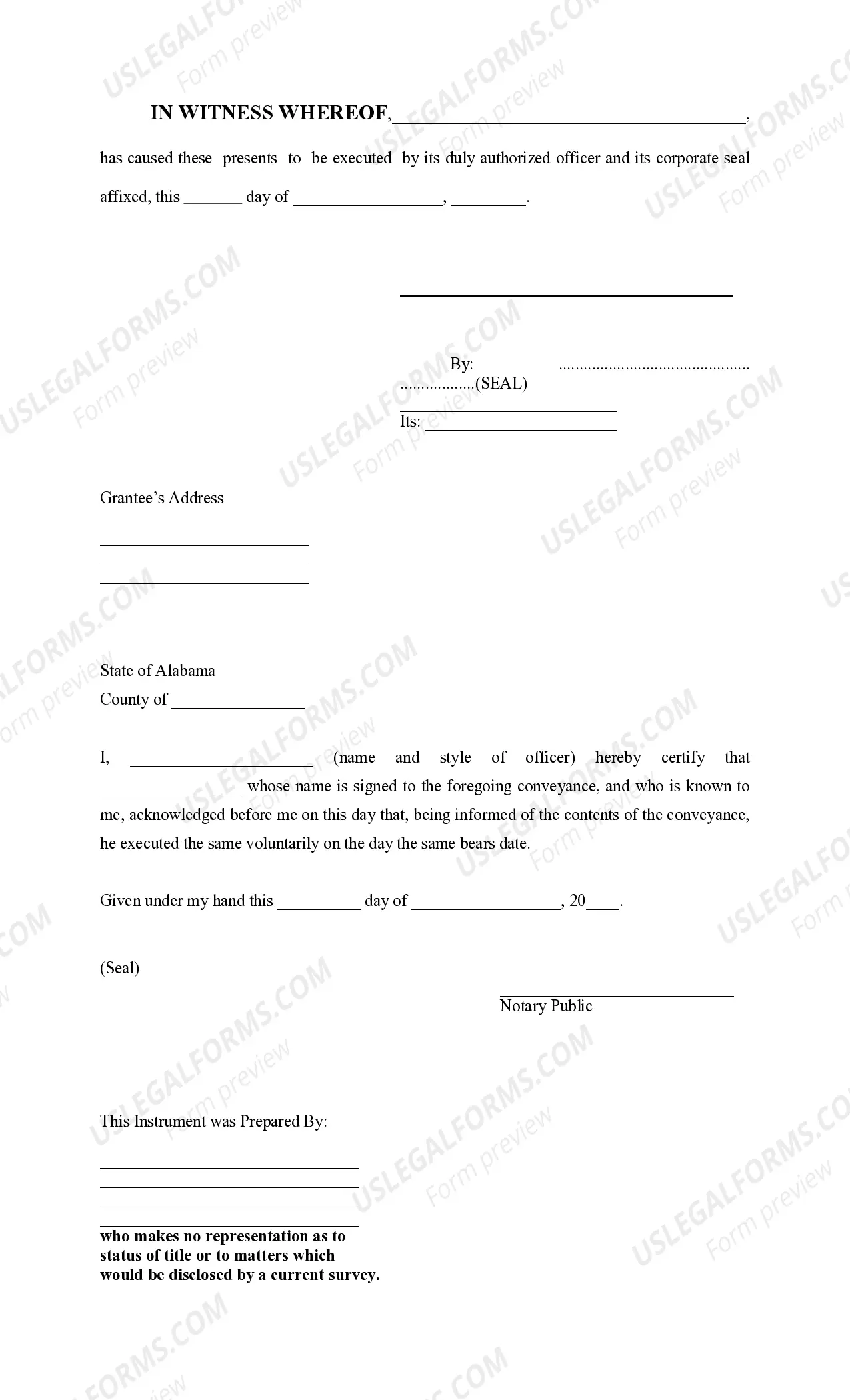 Preview Warranty Deed from Corporation