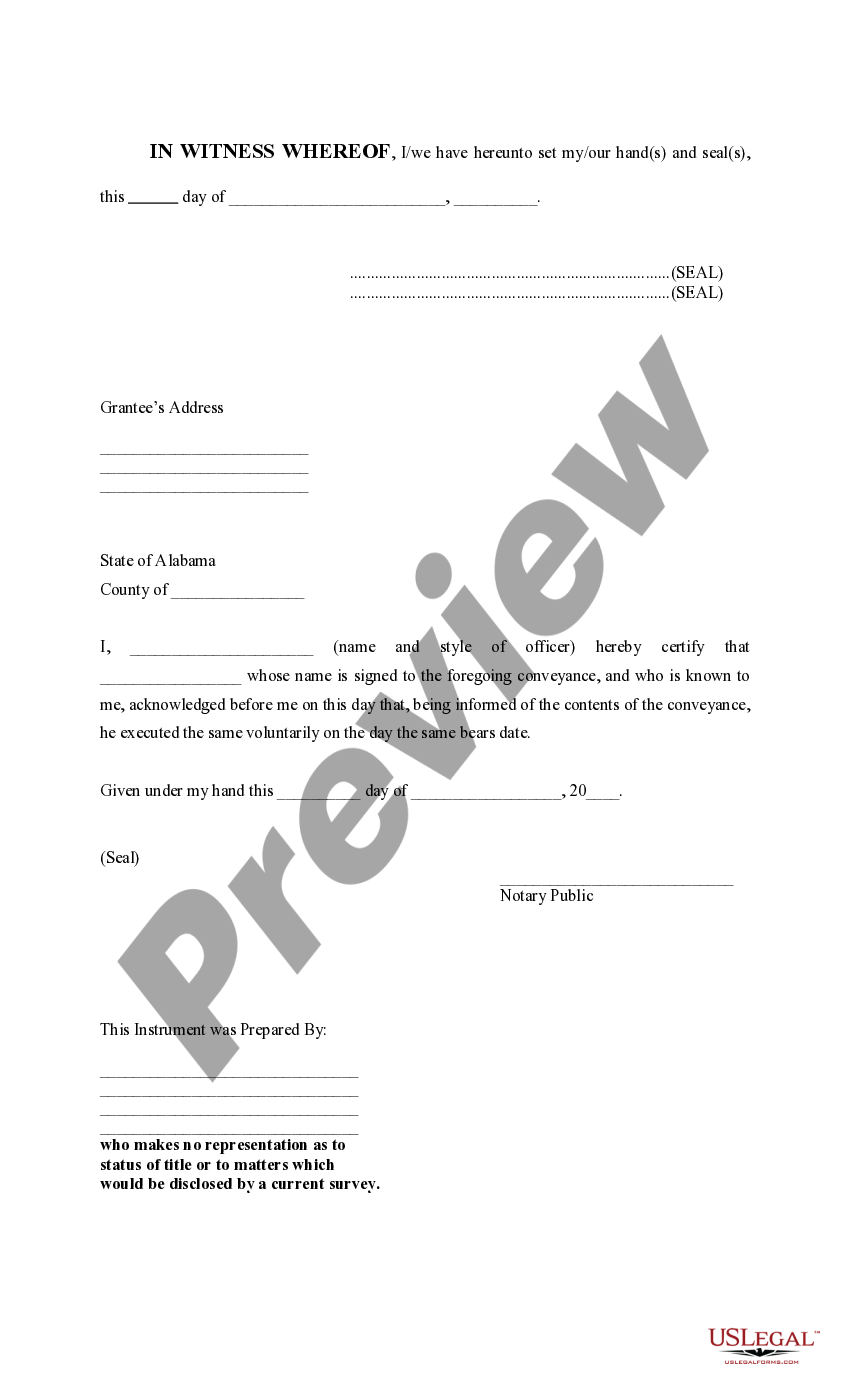 Alabama Deed Reserving Life Estate Life Estate Deed Alabama US