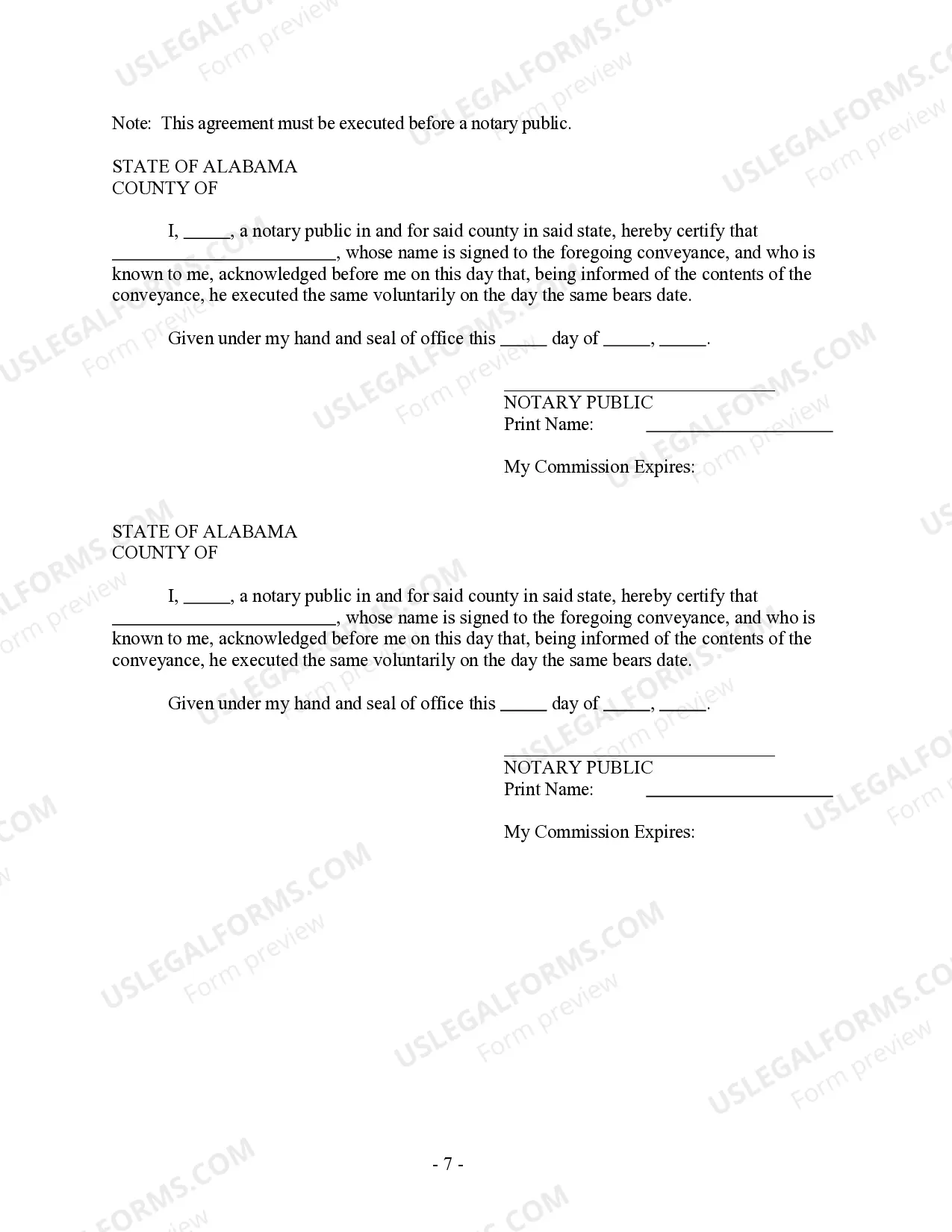 Preview Alabama Prenuptial Premarital Agreement without Financial Statements