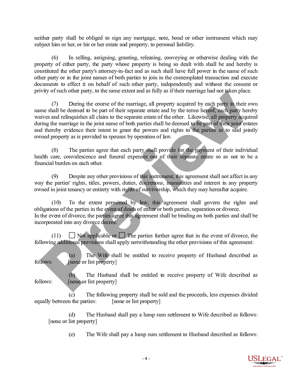 page 3 Alabama Prenuptial Premarital Agreement with Financial Statements preview