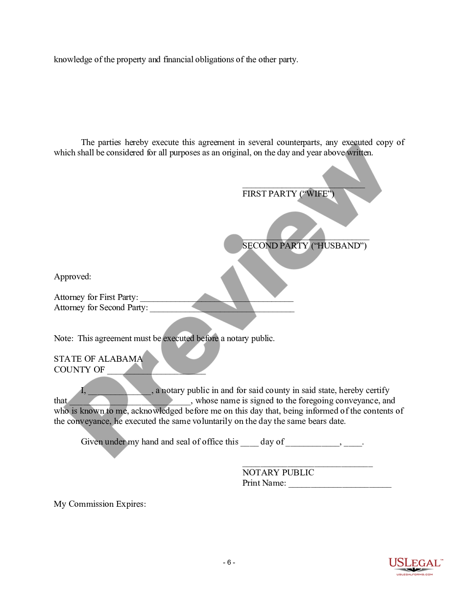 page 5 Alabama Prenuptial Premarital Agreement with Financial Statements preview