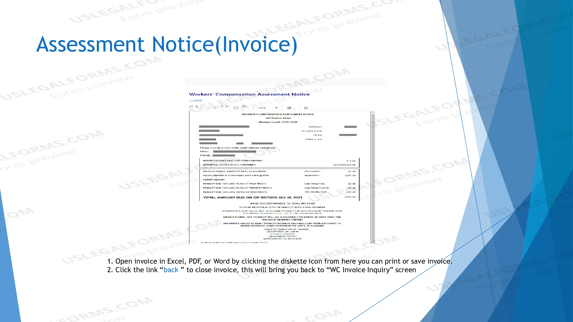 Preview WC Assessment Form (Instructions)