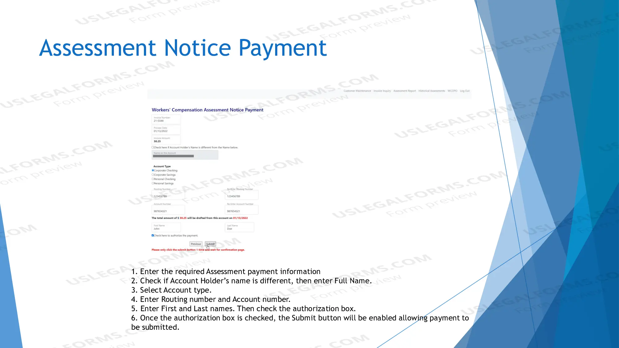 Preview WC Assessment Form (Instructions)