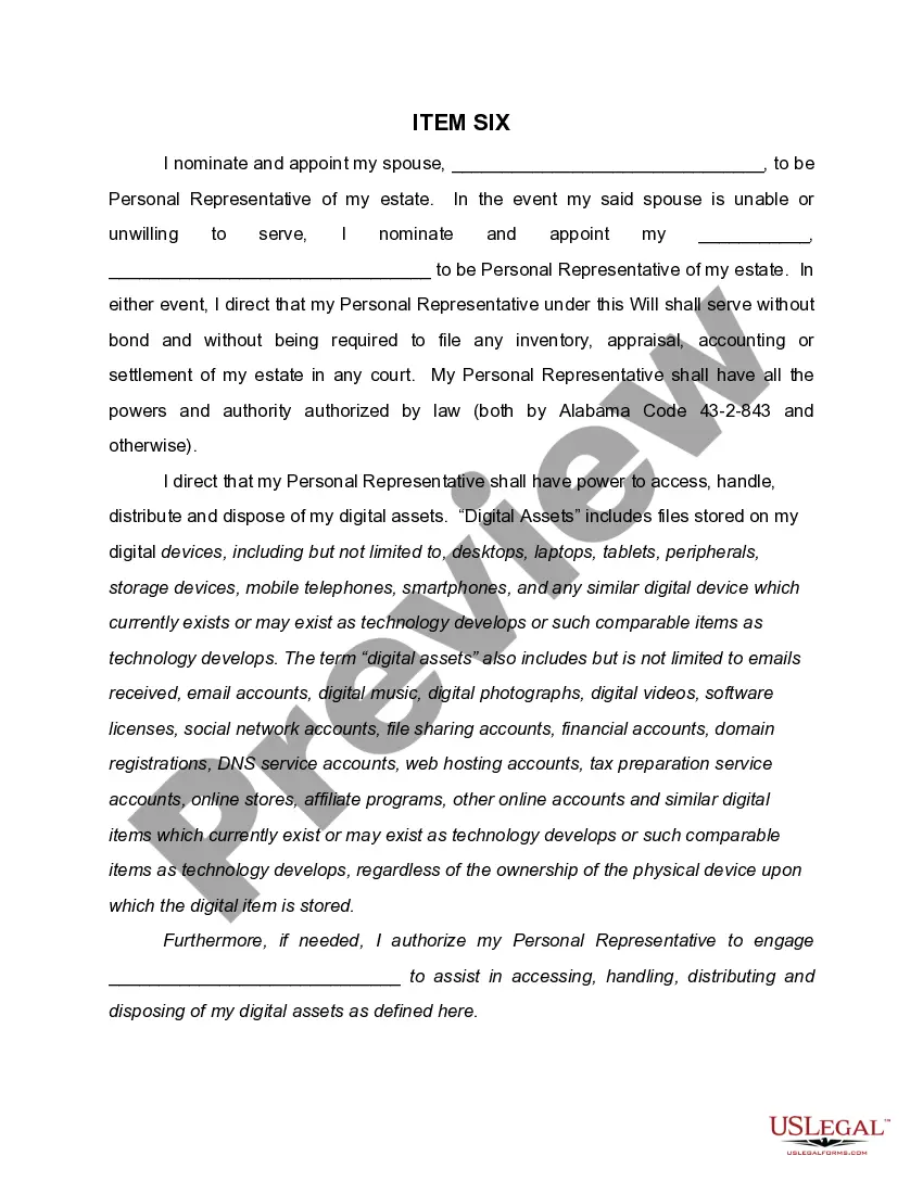 Preview Last Will and Testament