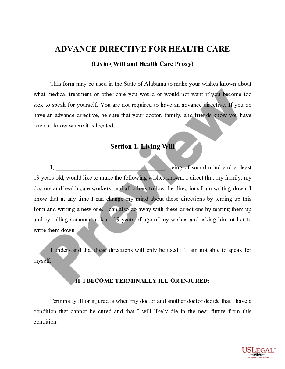 page 0 Advance Directive for Healthcare - Living Will and Healthcare Proxy preview