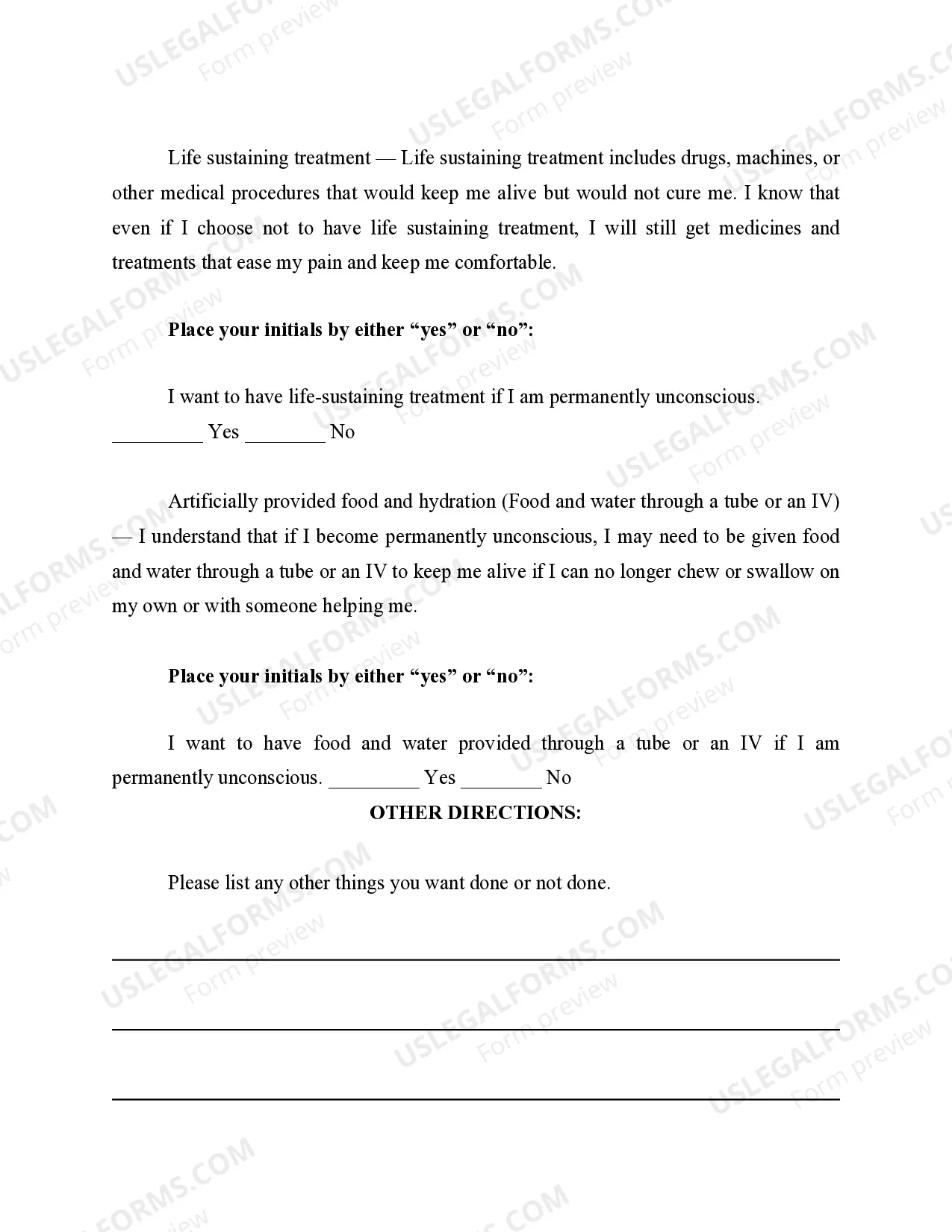 Preview Advance Directive for Healthcare - Living Will and Healthcare Proxy