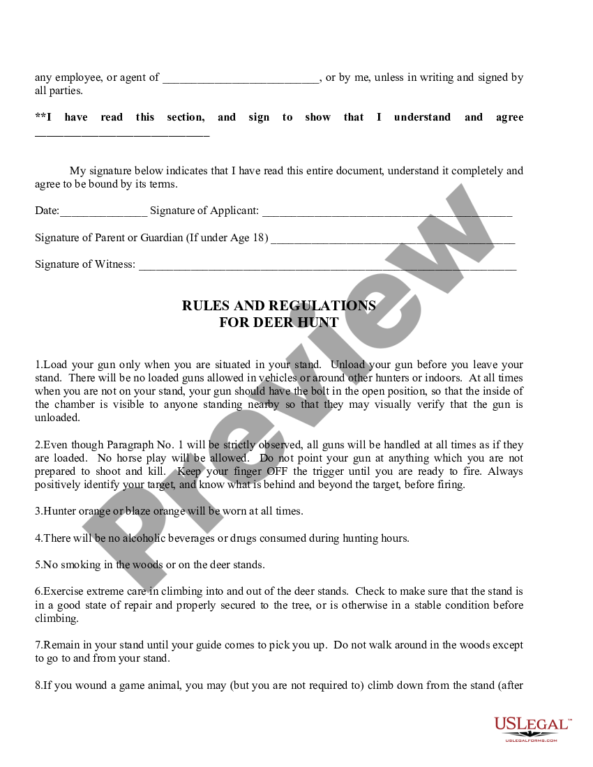 page 3 Hunting Release - Rules and Regulations preview