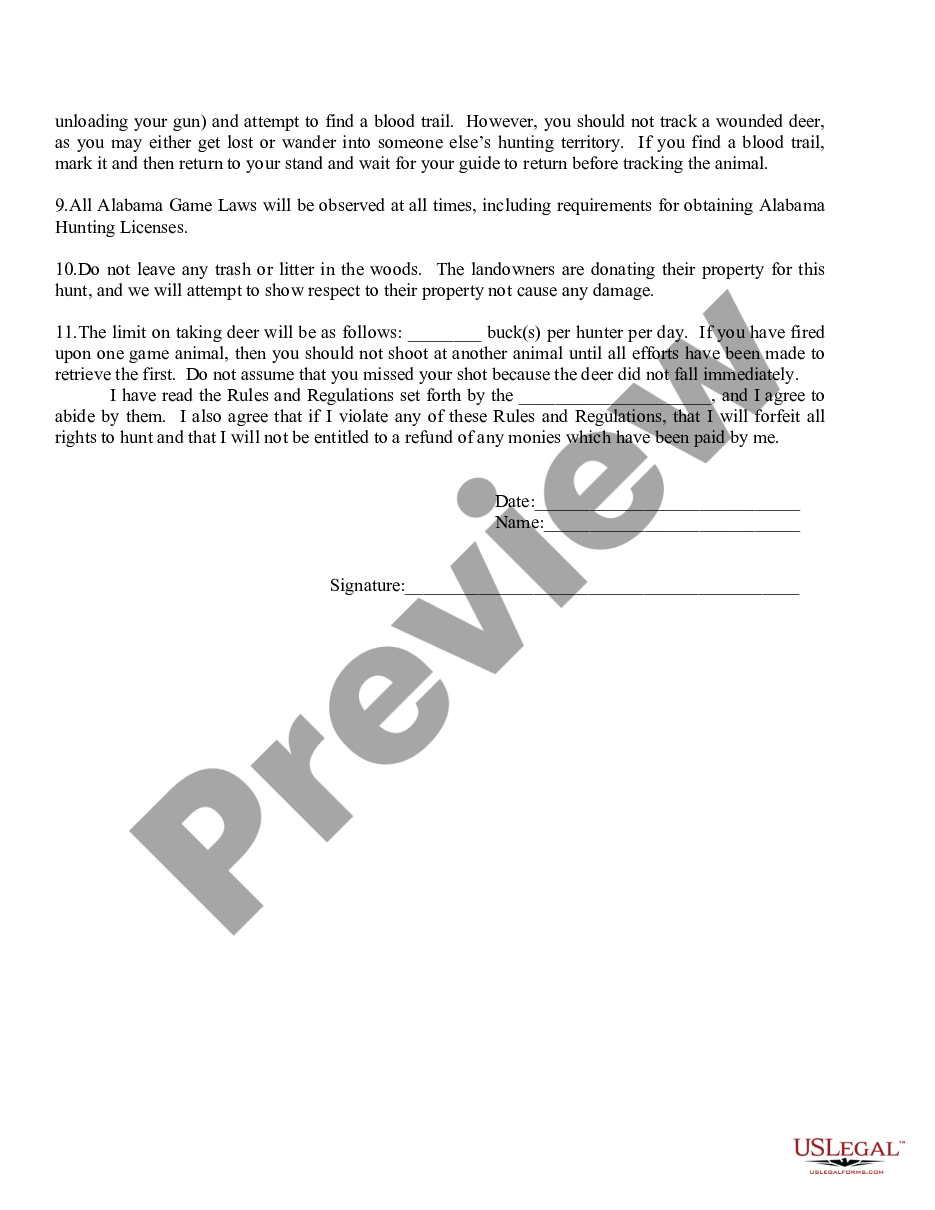 page 4 Hunting Release - Rules and Regulations preview
