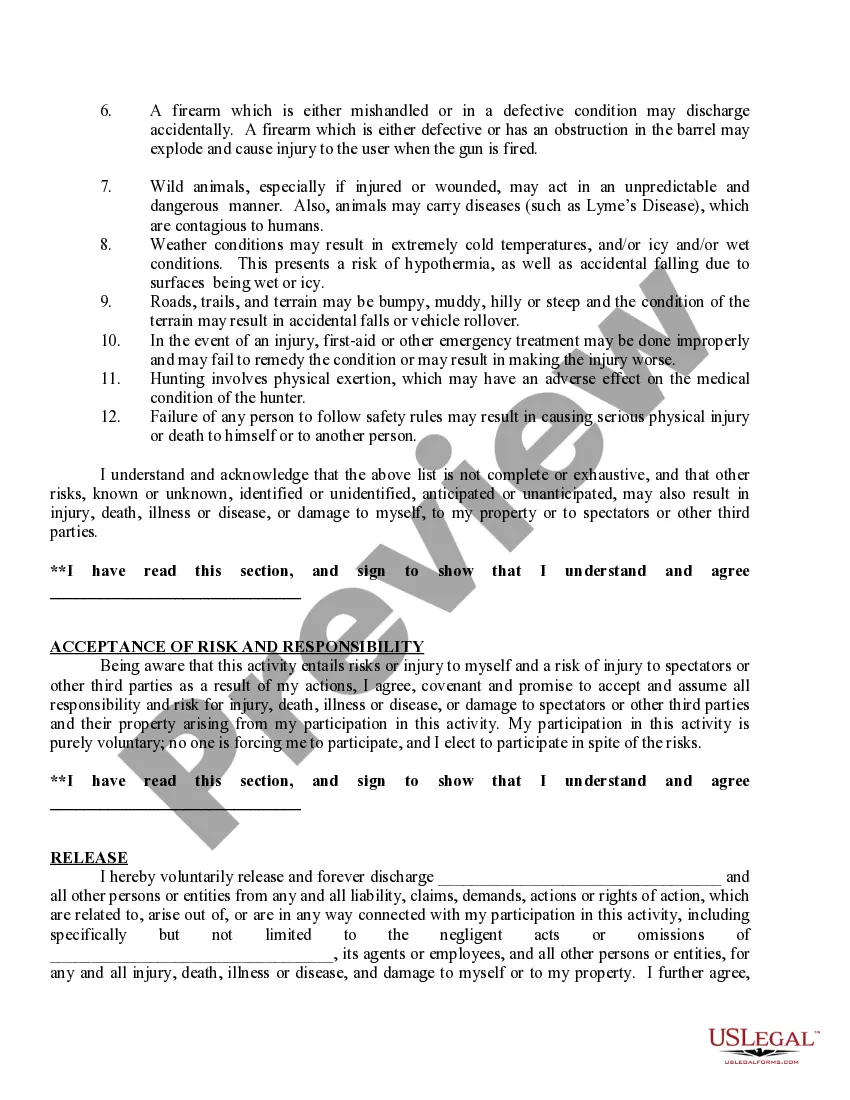 Preview Hunting Release - Rules and Regulations