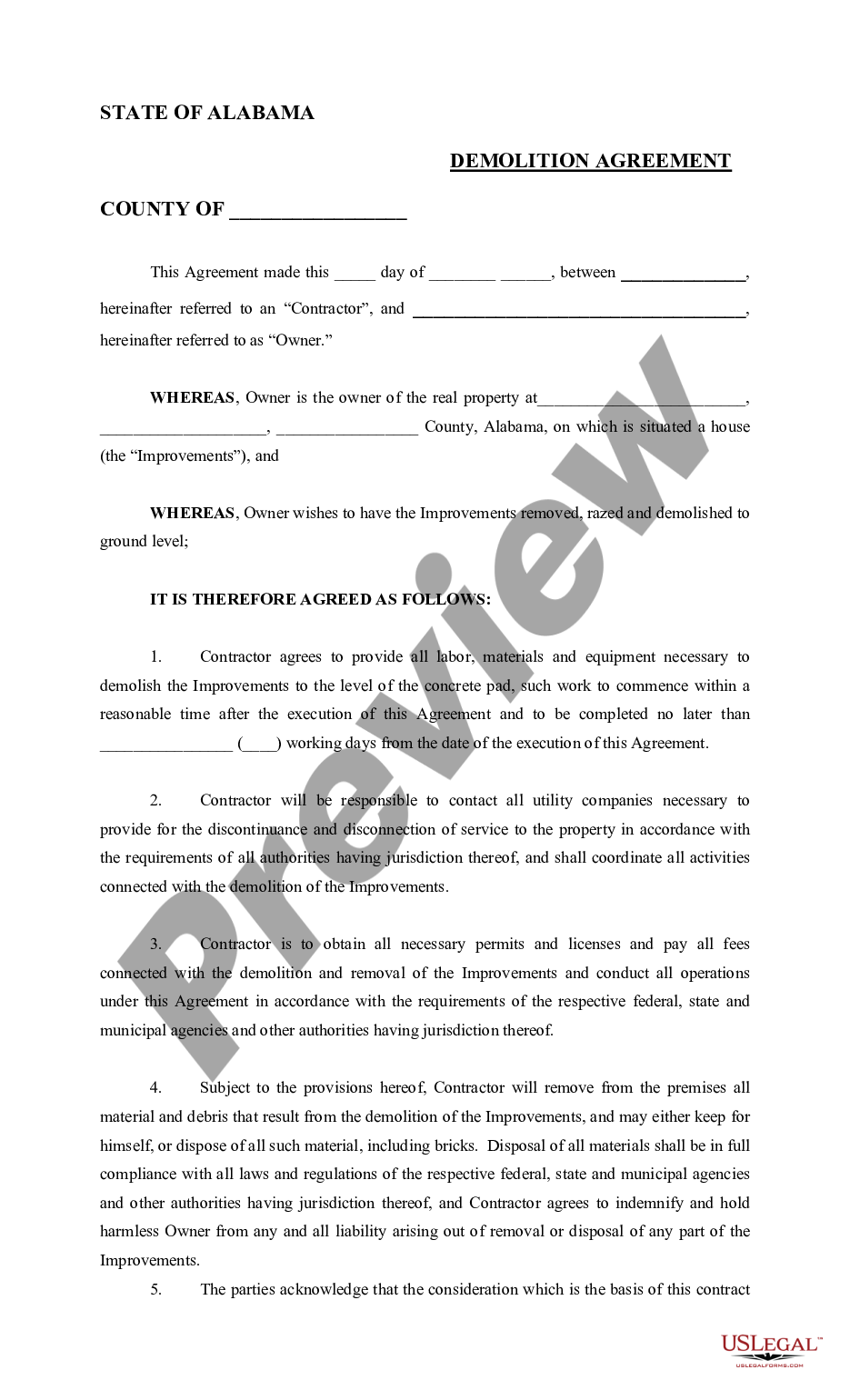 page 0 Demolition Agreement preview