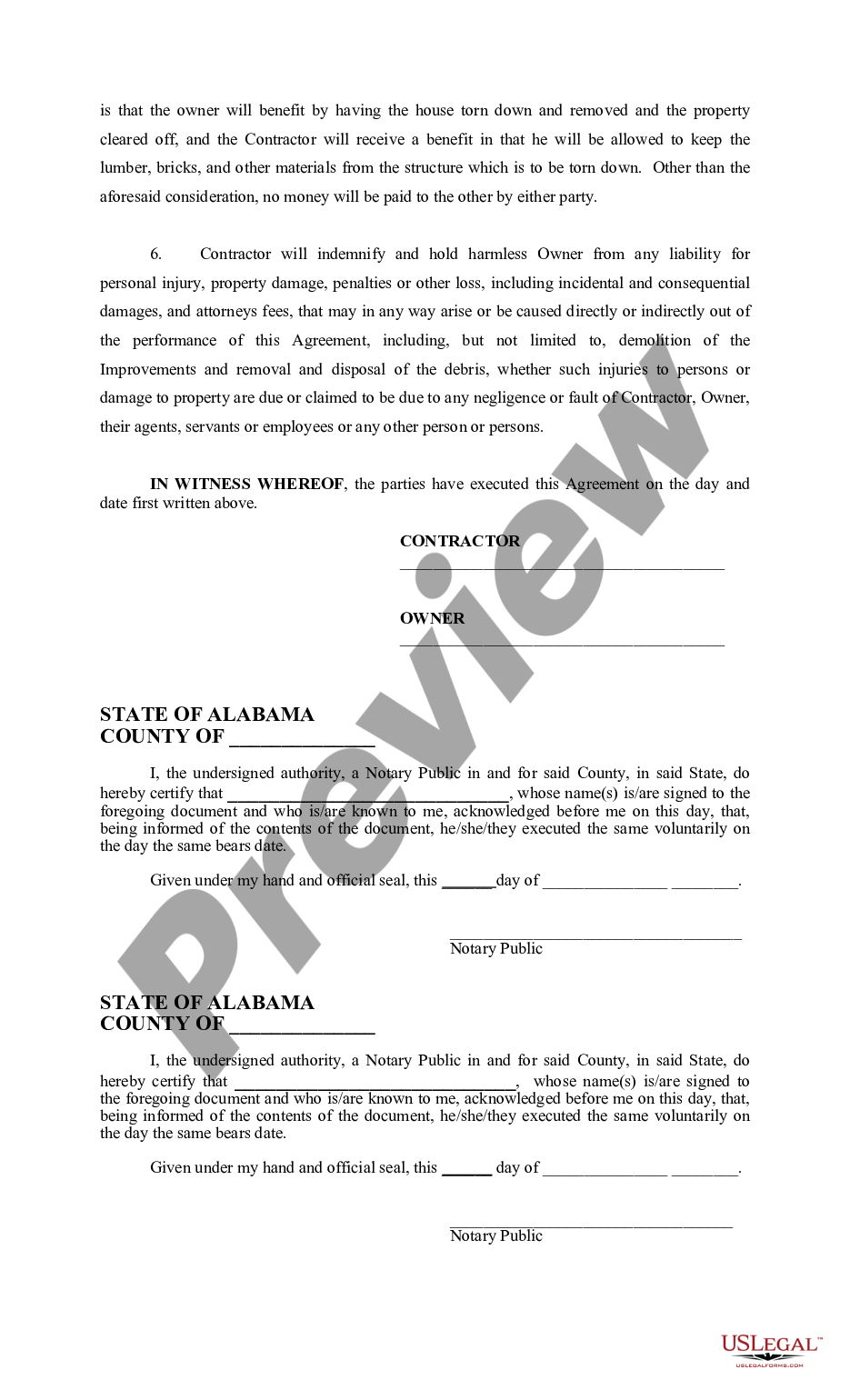 page 1 Demolition Agreement preview