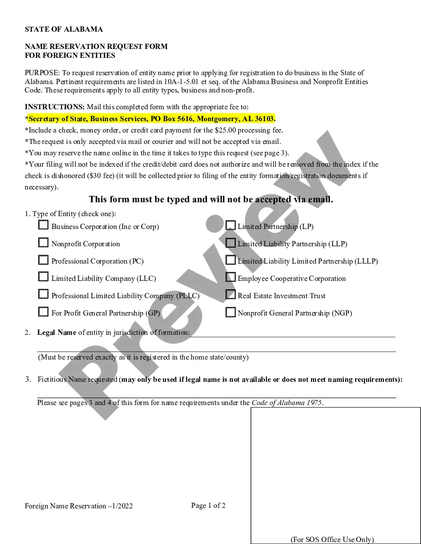 Get Alabama Registration of Foreign Corporation Preview Alabama Registration of Foreign Corporation