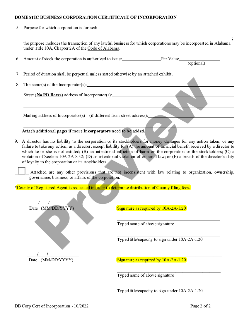 Articles Of Incorporation Alabama Template Form US Legal Forms