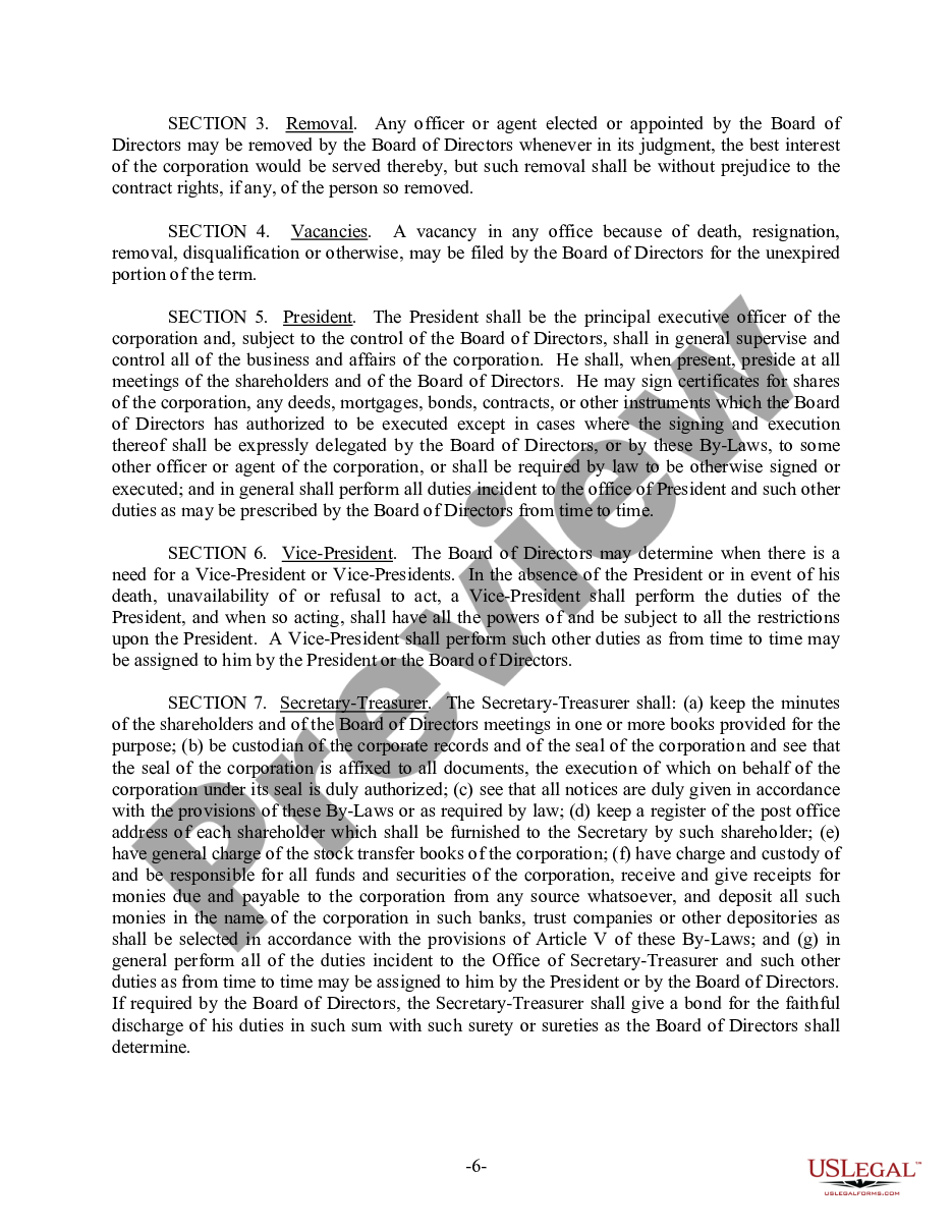 page 6 Alabama Bylaws for Corporation preview