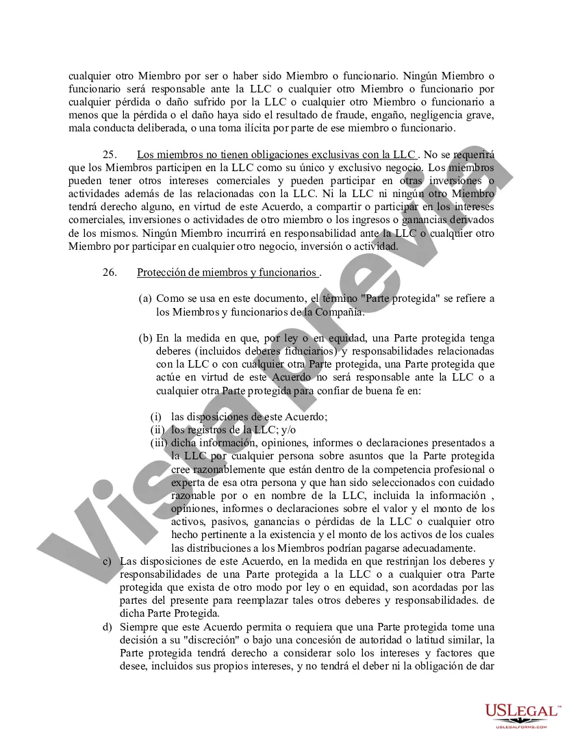 Preview Acuerdo Operativo de Sociedad de Responsabilidad Limitada LLC