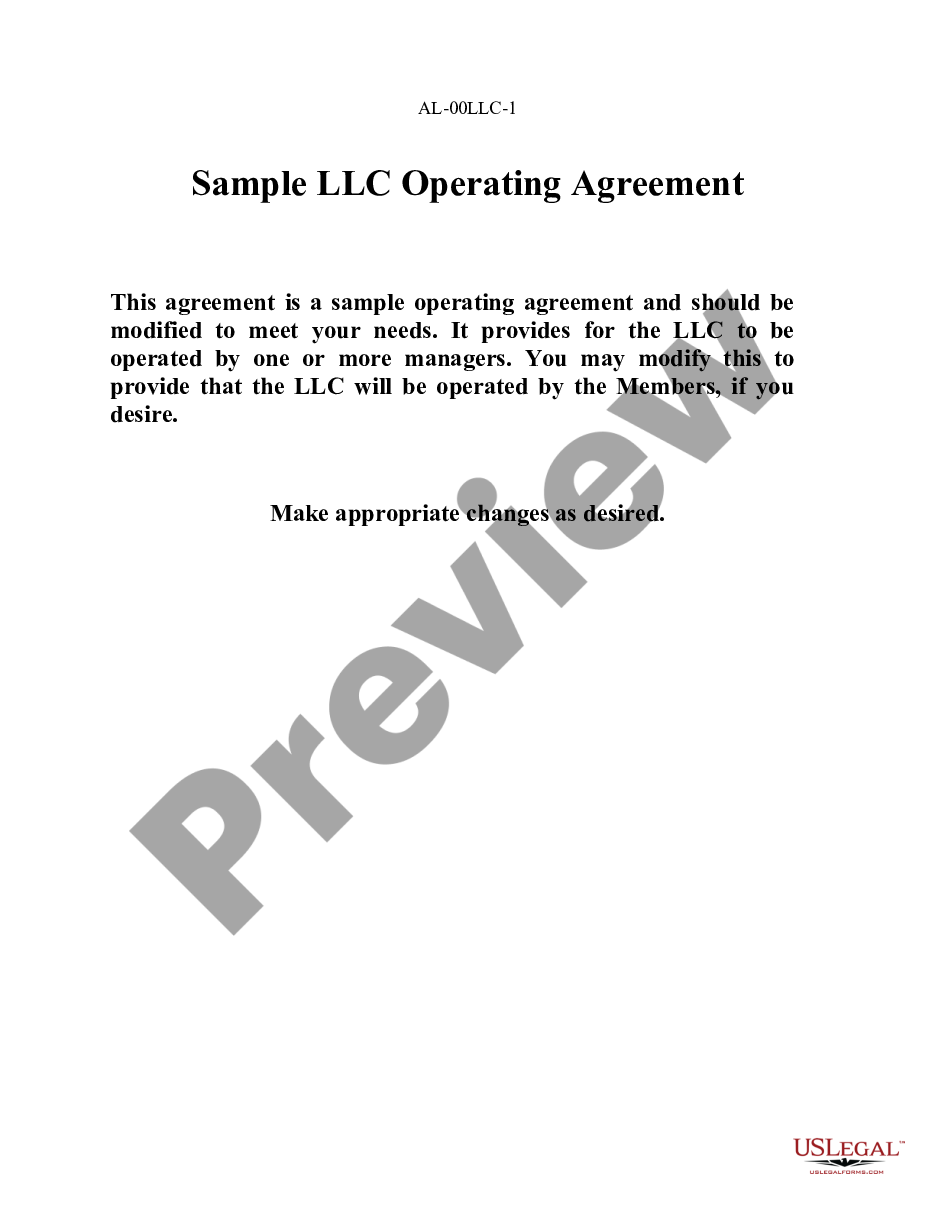 page 0 Limited Liability Company LLC Operating Agreement preview