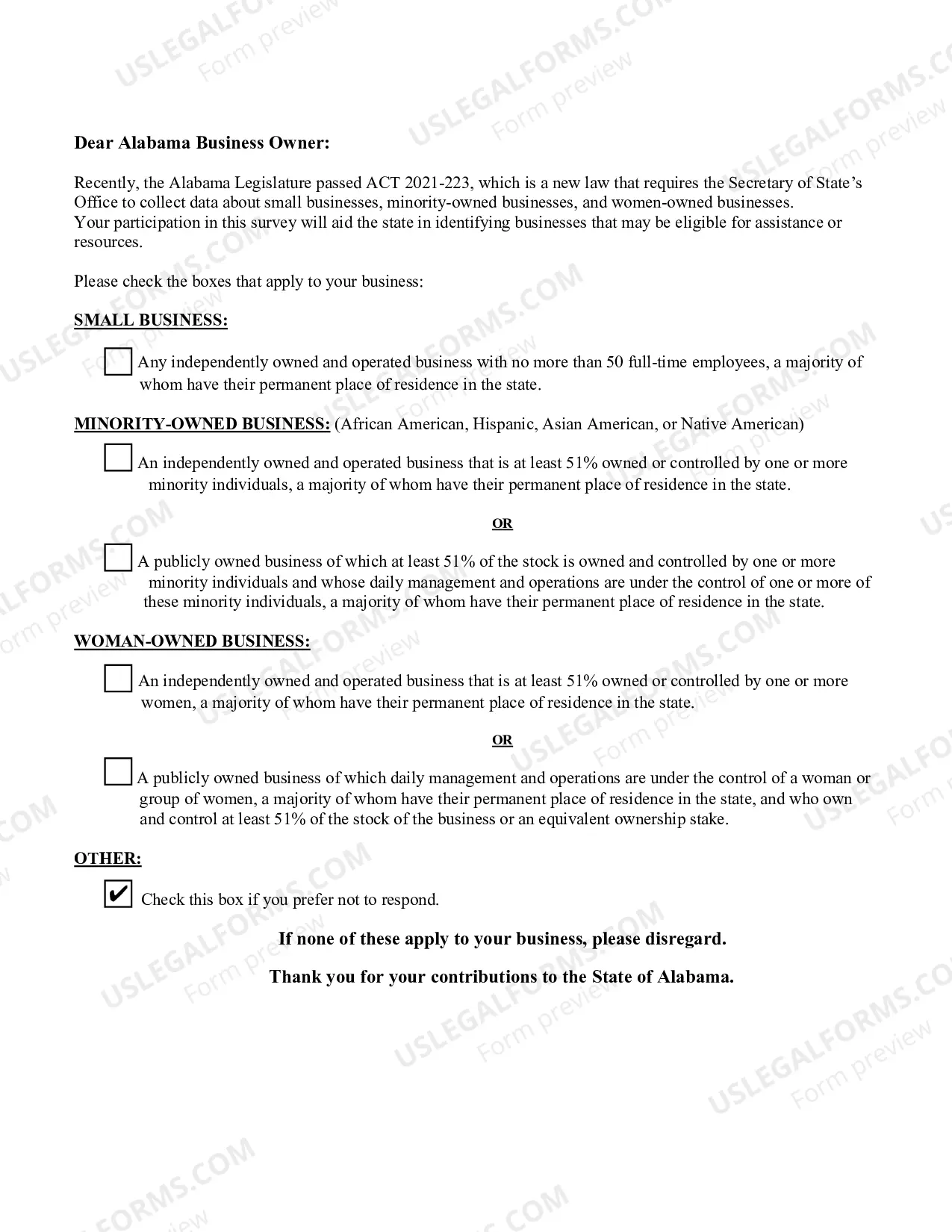 Preview Alabama Professional Limited Liability Company PLLC Formation Package