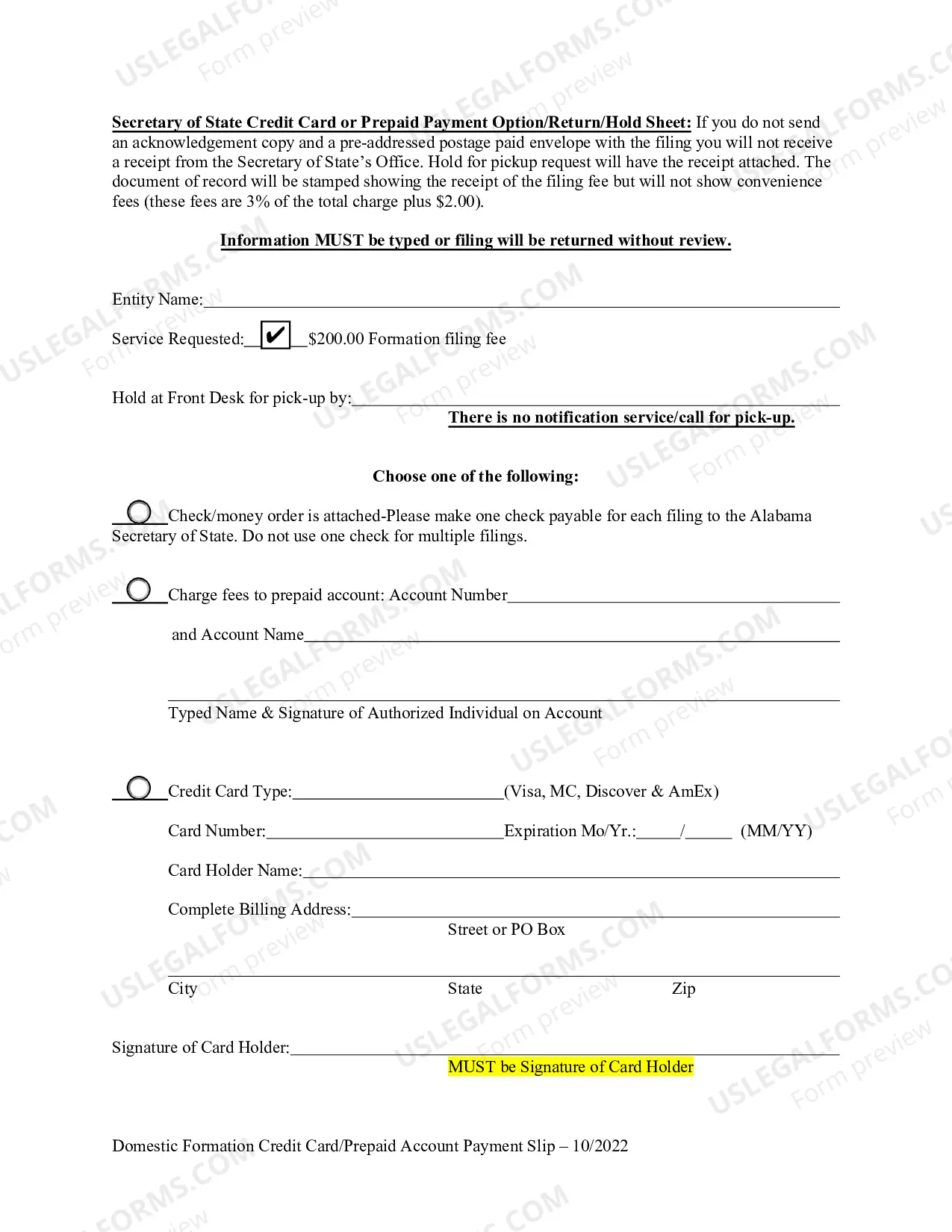 Preview Alabama Professional Limited Liability Company PLLC Formation Package