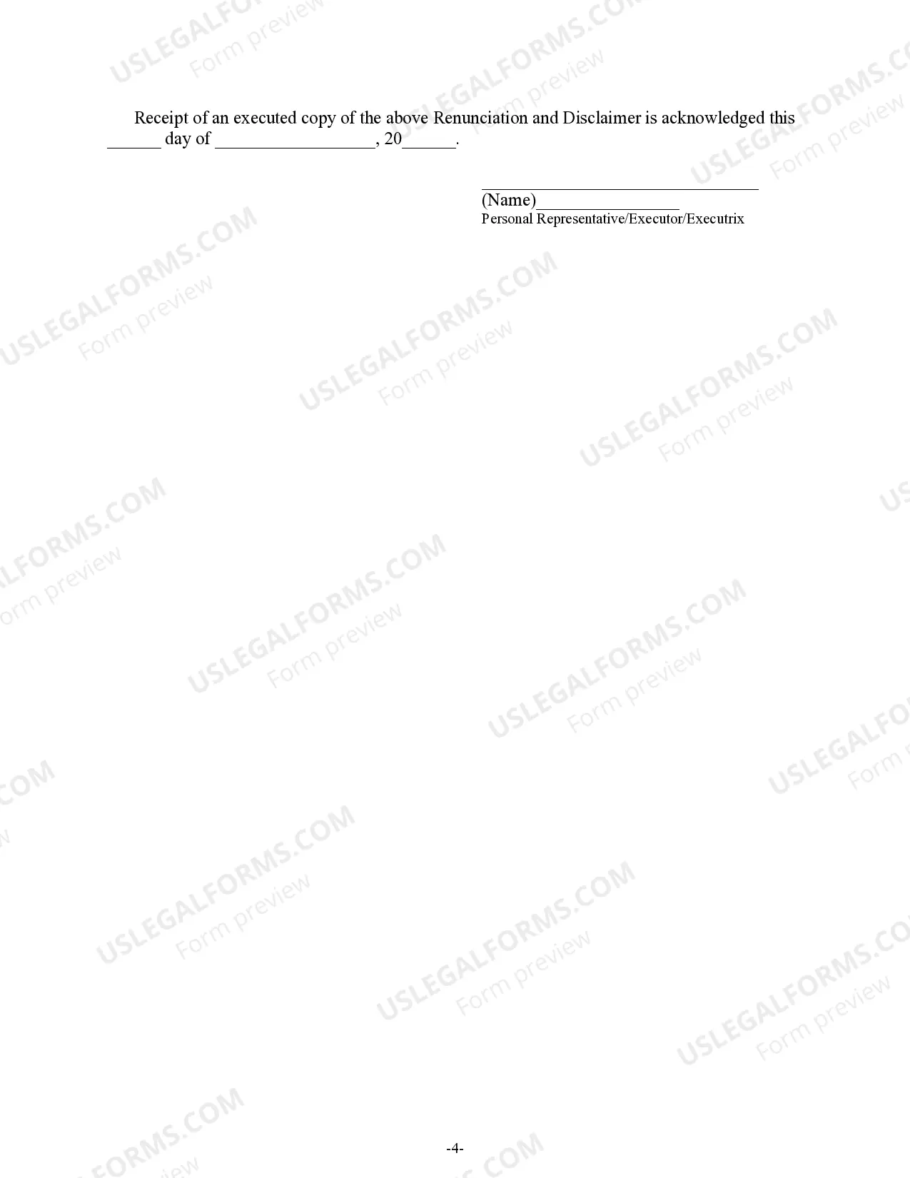 Preview Alabama Renunciation and Disclaimer of Property from Will by Testate
