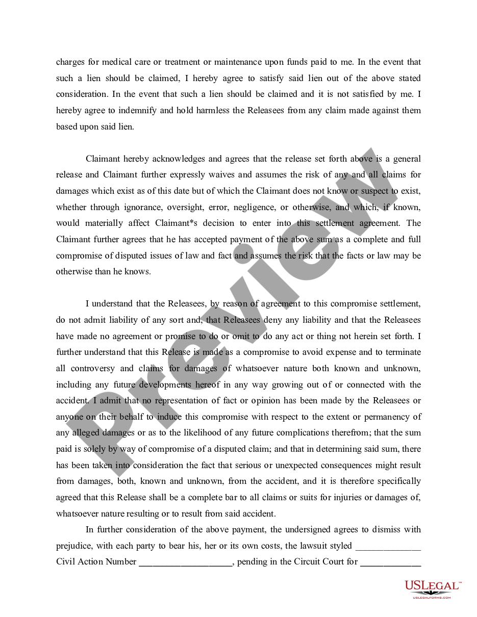 page 1 General Release and Settlement Agreement preview