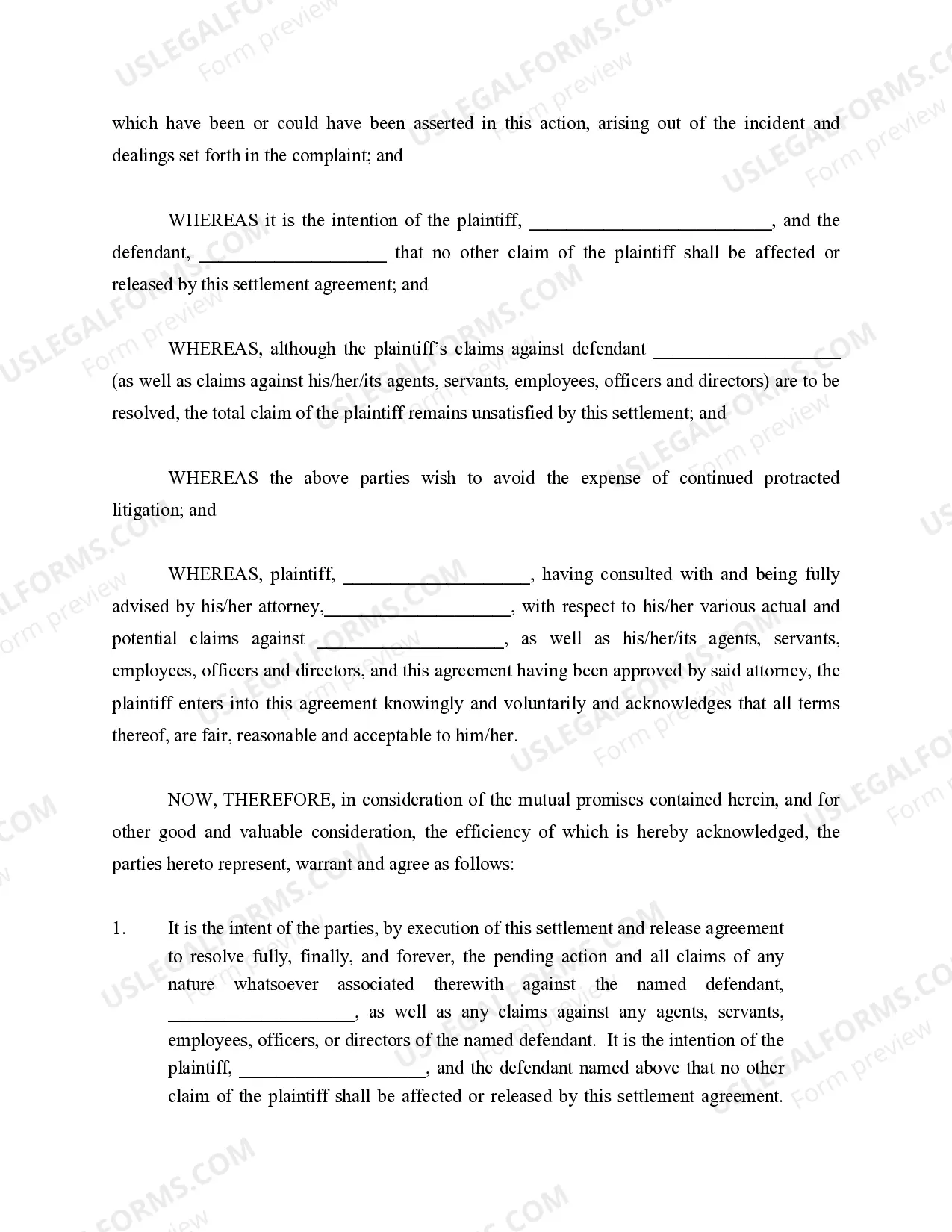 Preview Pro Tanto Settlement and Release Agreement