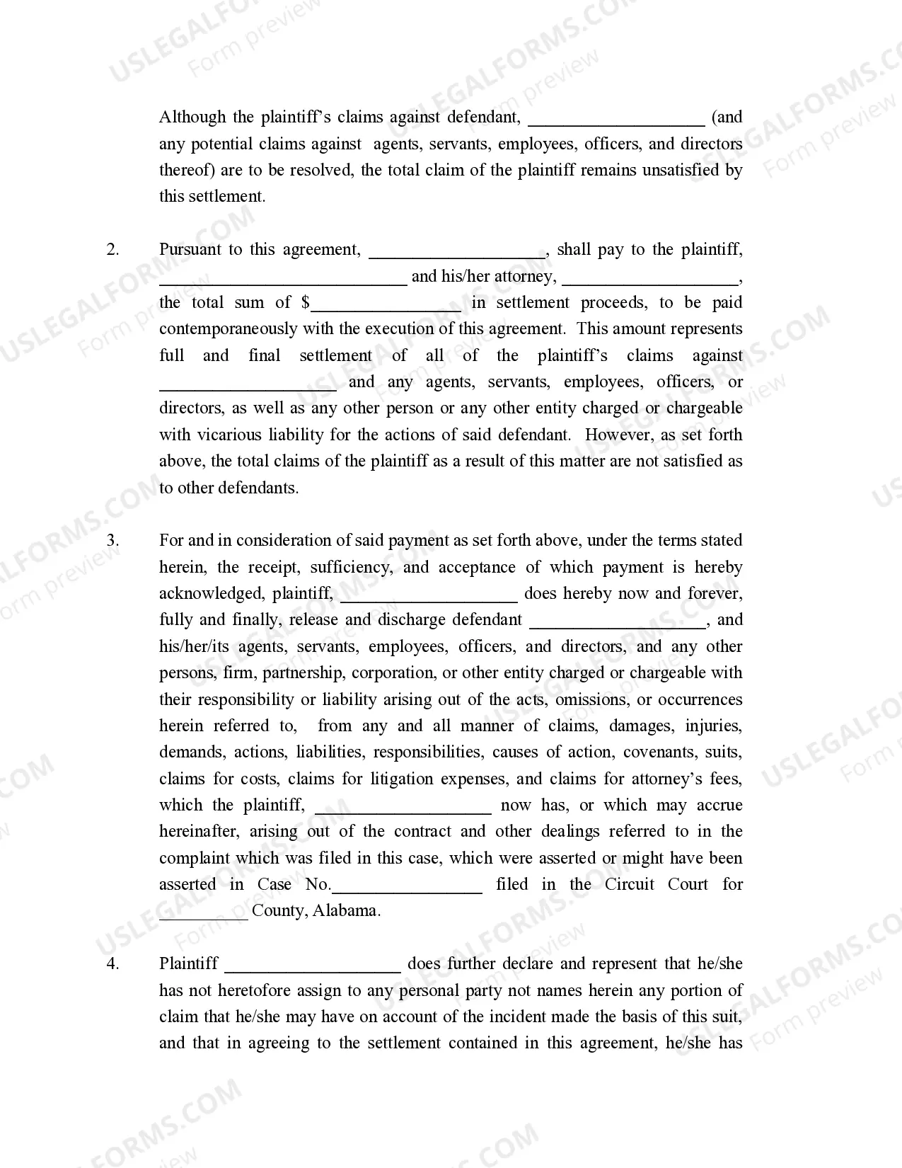 Preview Pro Tanto Settlement and Release Agreement