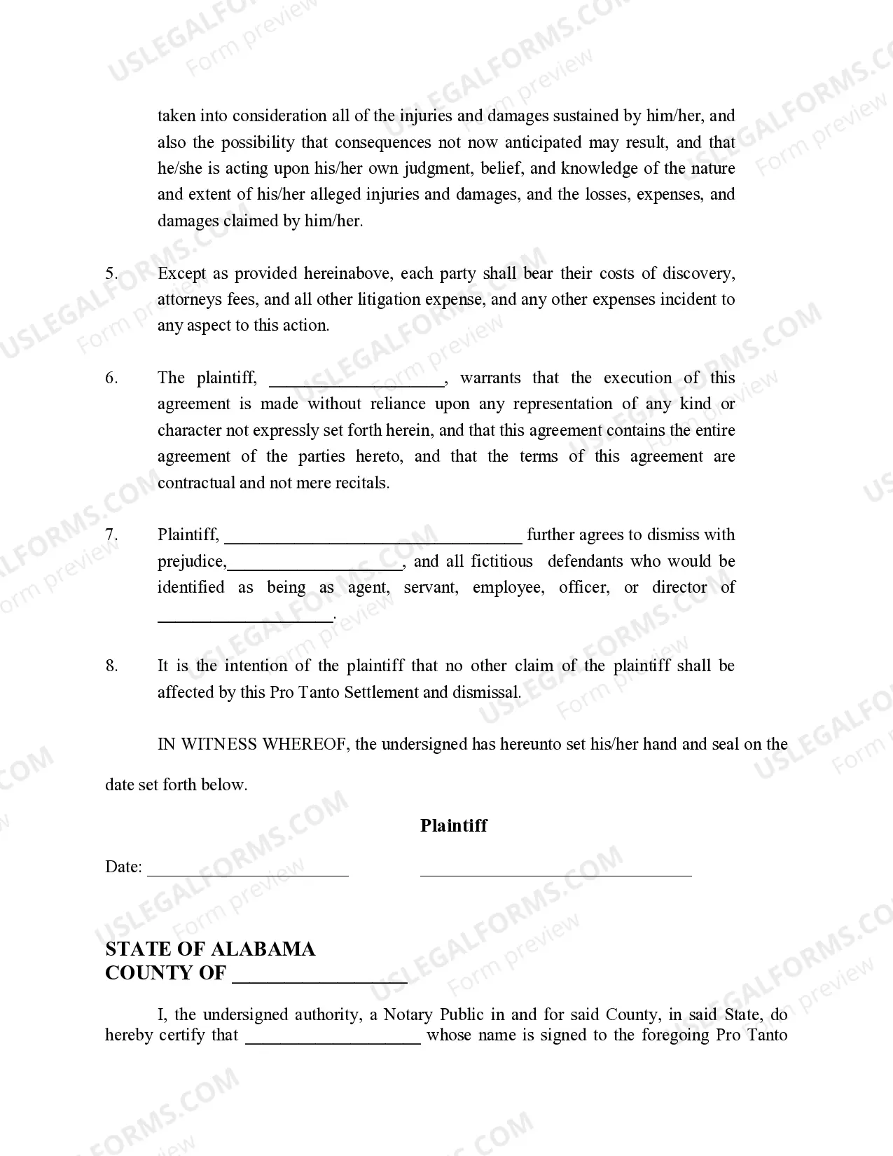 Preview Pro Tanto Settlement and Release Agreement