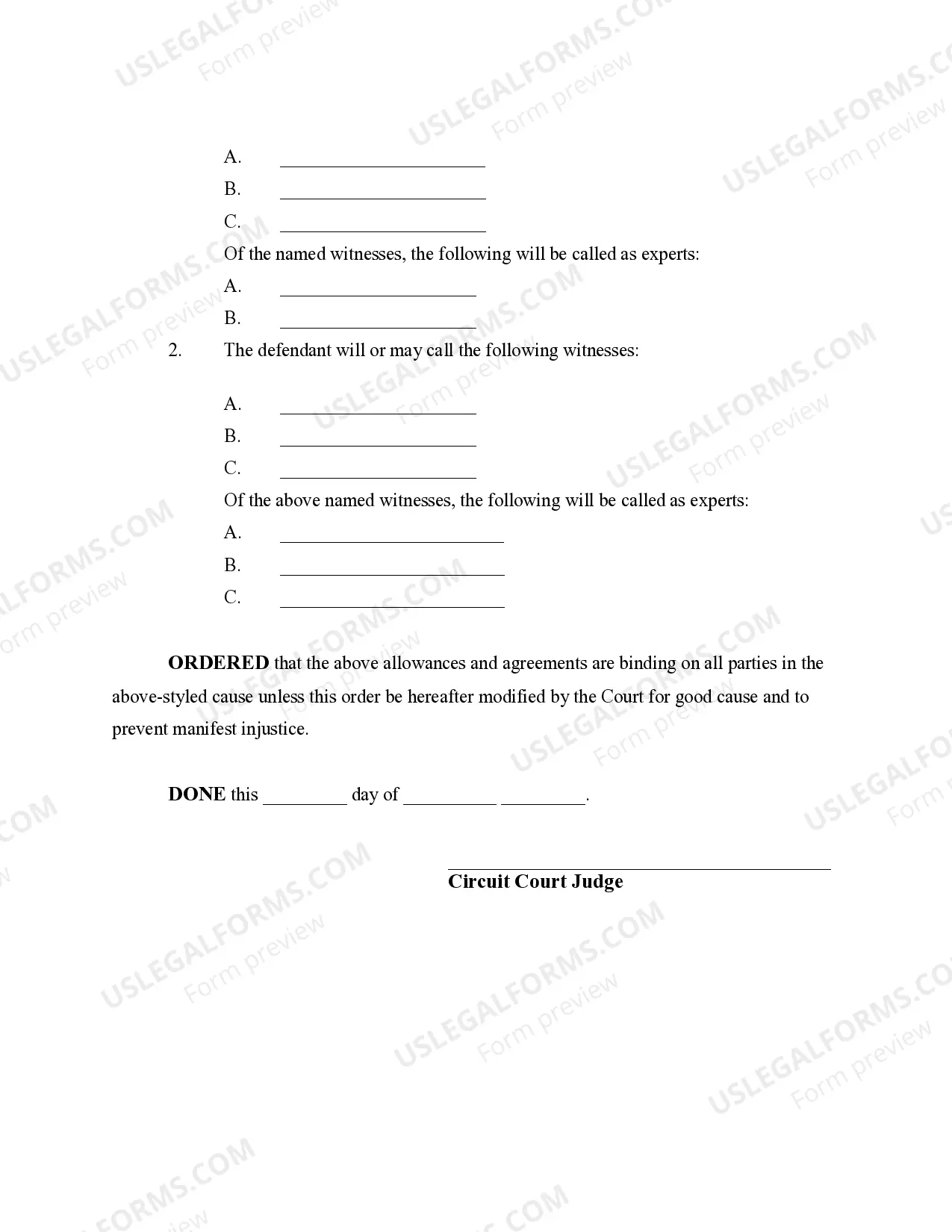 Preview Pretrial Order