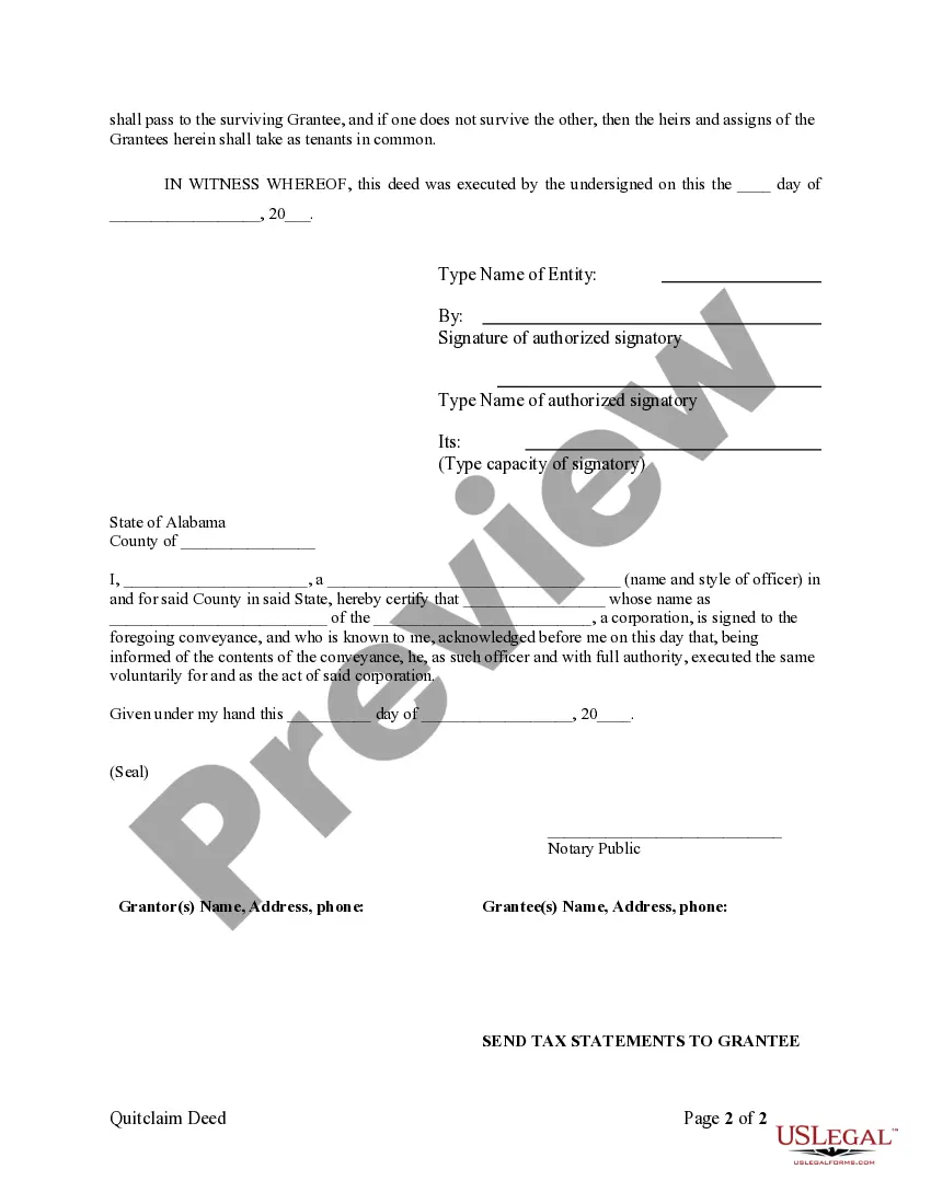 Preview Quitclaim Deed from Corporation to Husband and Wife