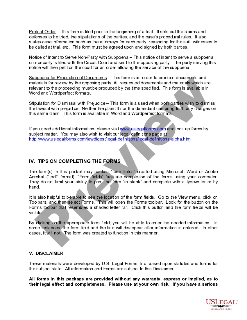 Get Alabama Civil Litigation Forms Package Preview Alabama Civil Litigation Forms Package