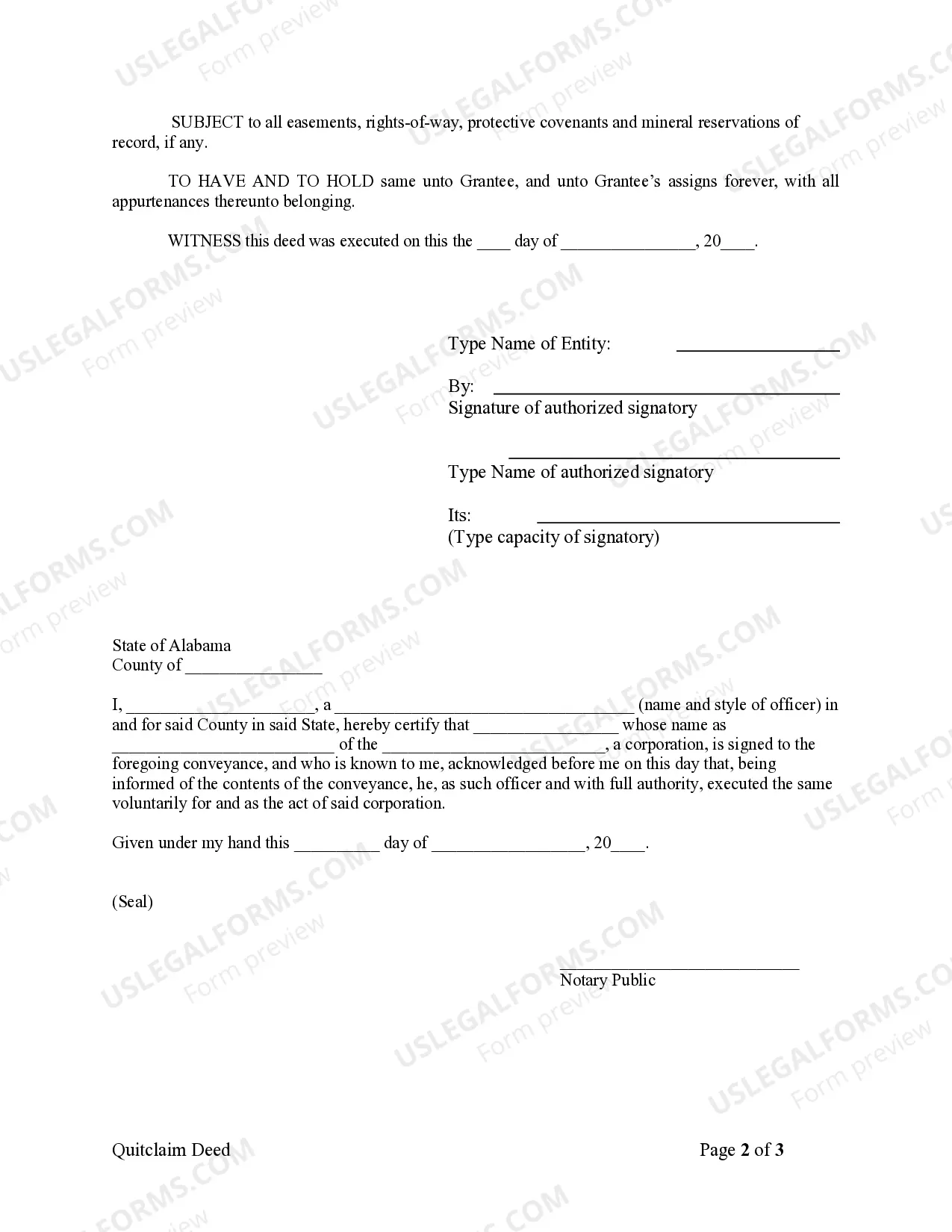 Preview Quitclaim Deed from Corporation to Individual