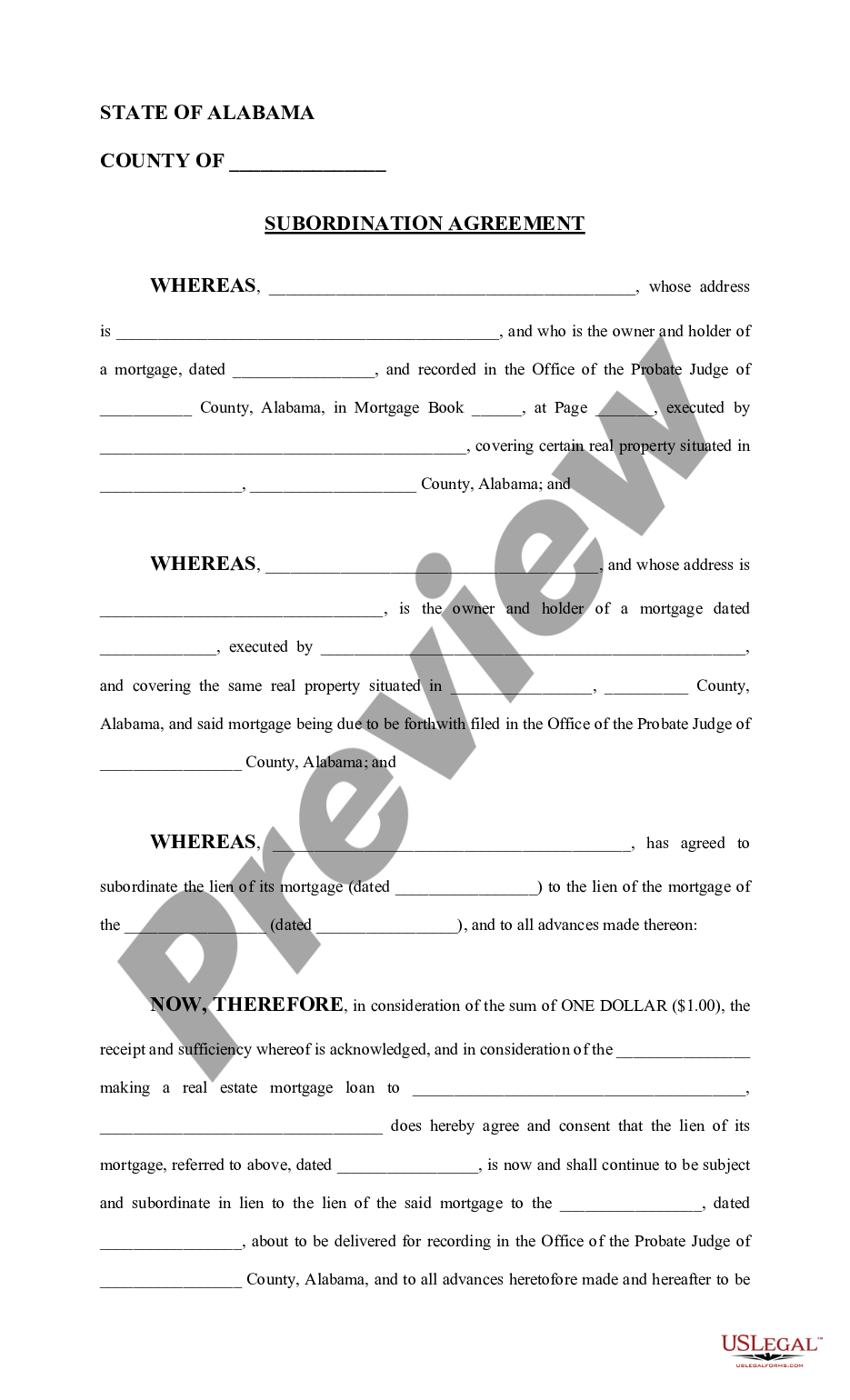page 0 Subordination Agreement preview