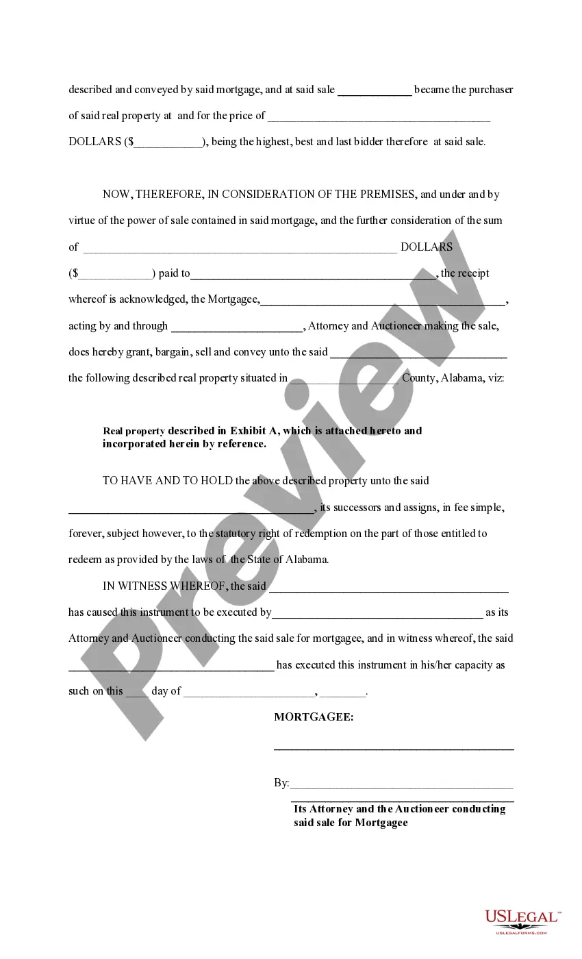 Preview Mortgage Foreclosure Deed