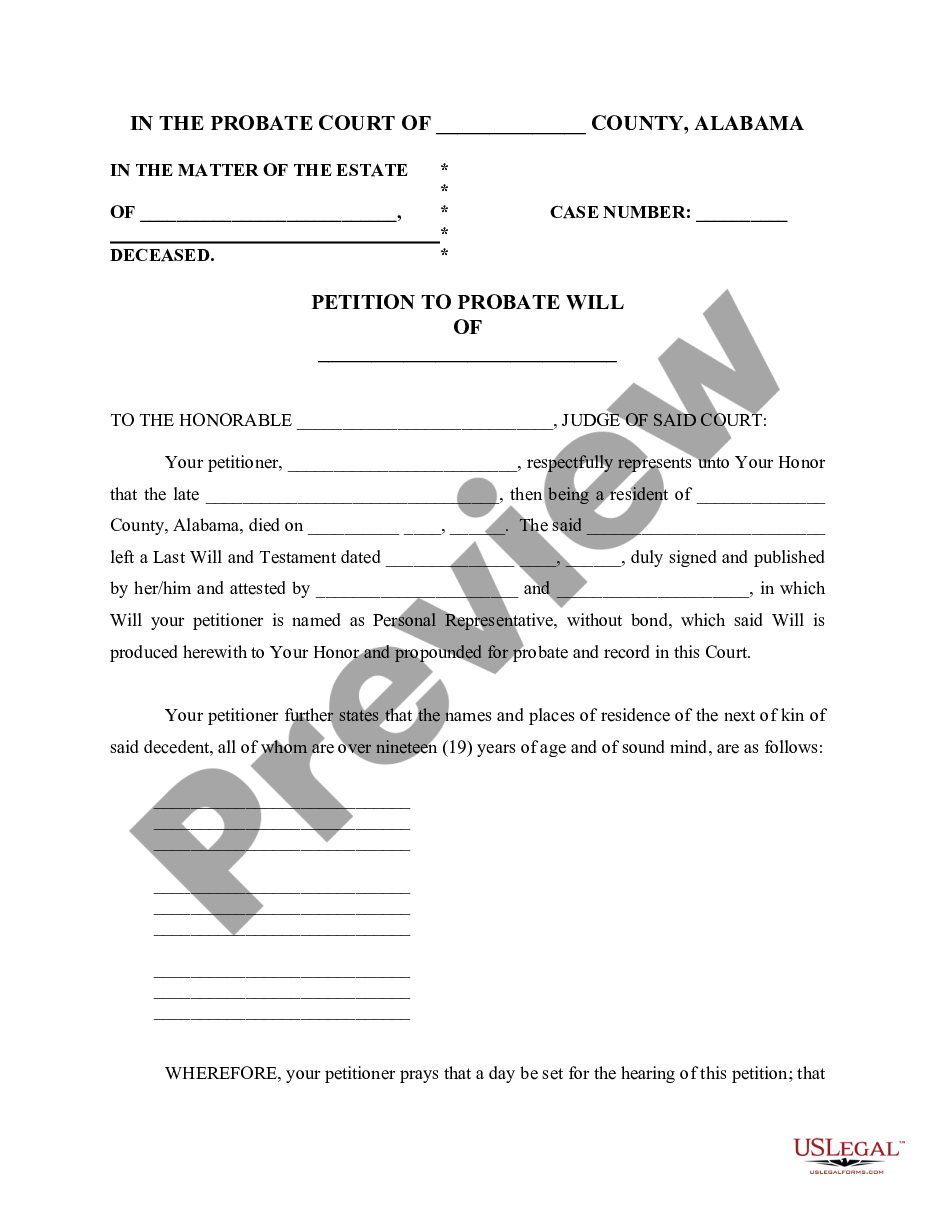 page 0 Petition to Probate Will preview