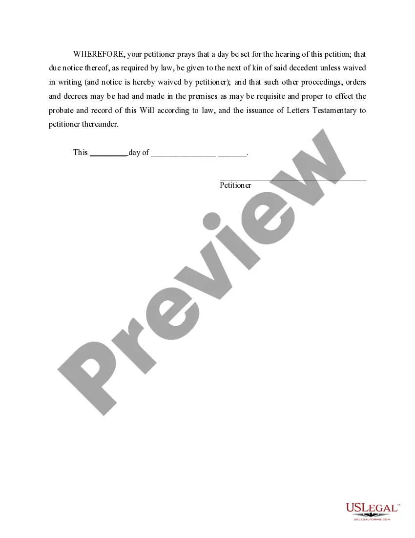 Get Petition to Probate Will Preview Petition to Probate Will
