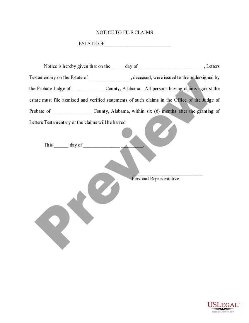 Preview Notice to File Claims