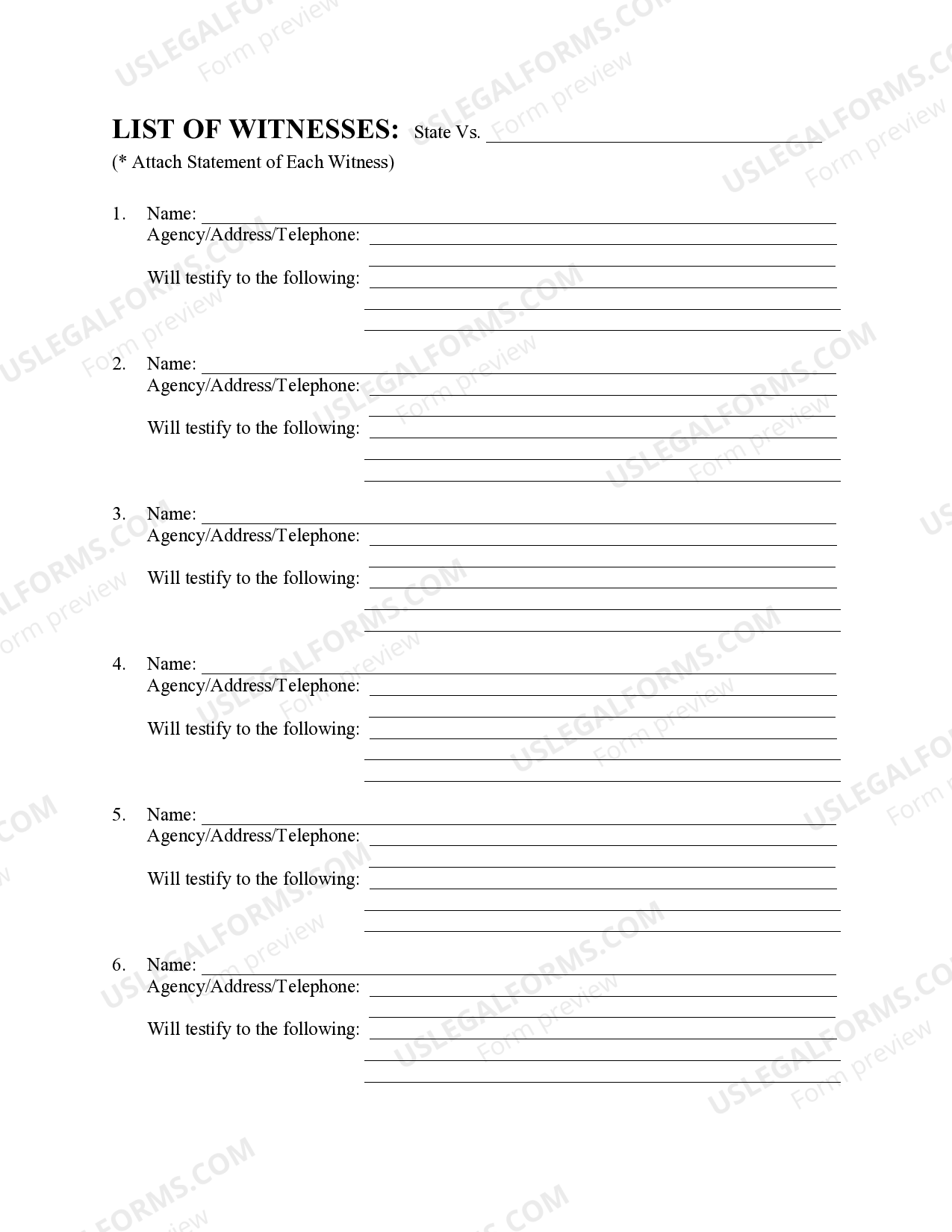 Alabama List of Witnesses US Legal Forms