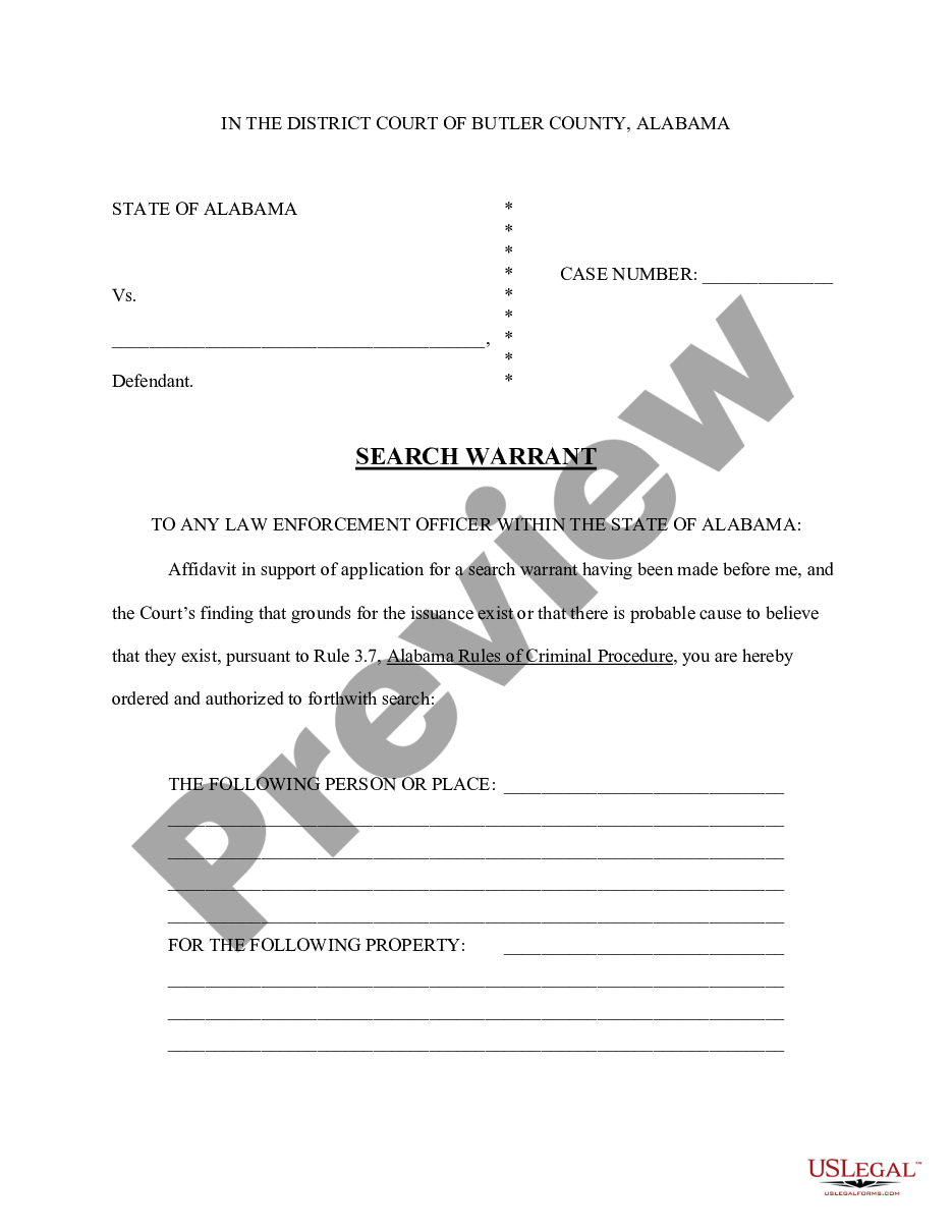 Alabama Search Warrant and Return Alabama Warrant Search US Legal Forms