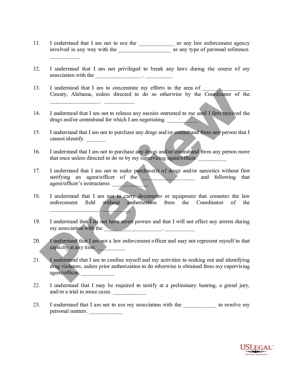 page 1 Informant Agreement preview