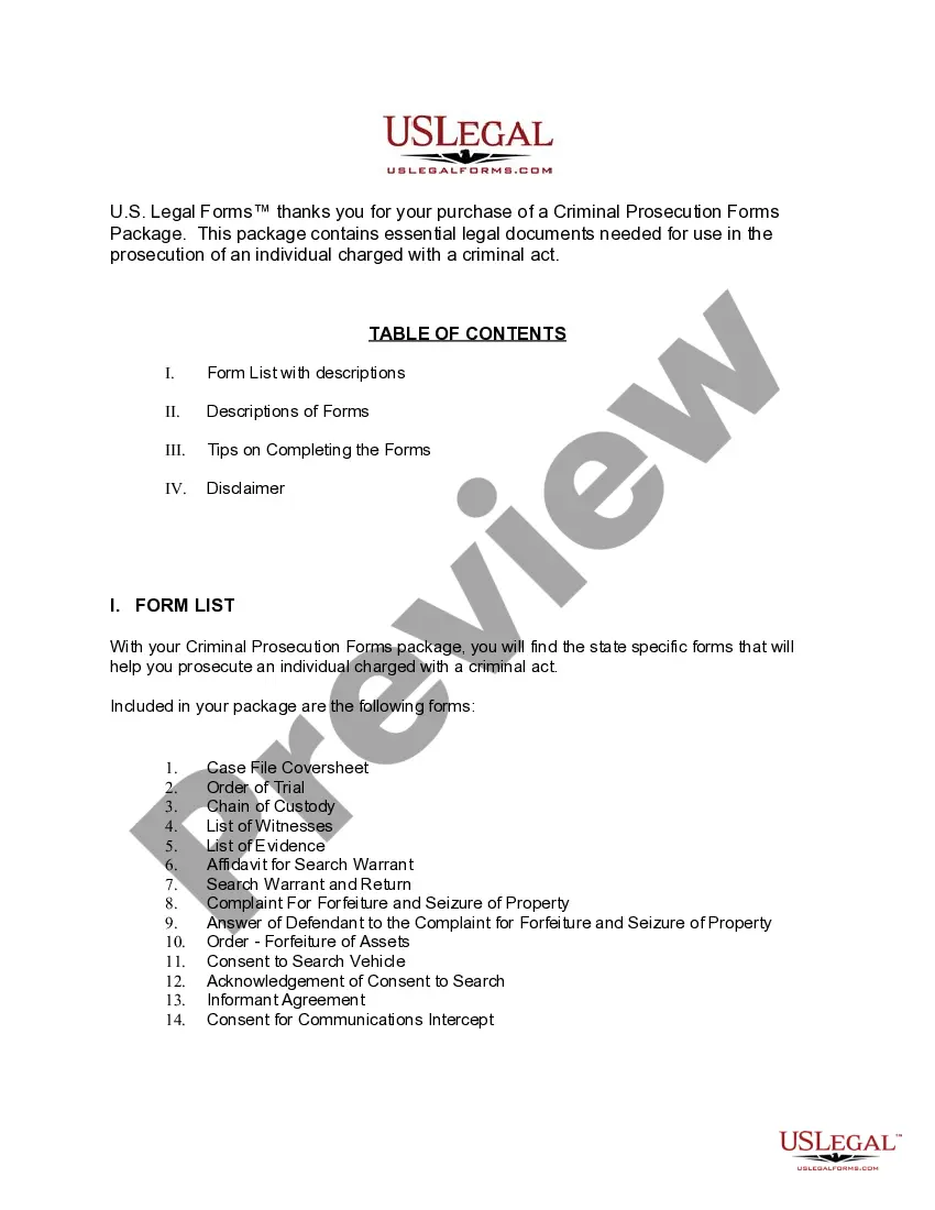 Preview Alabama Criminal Prosecution Forms Package