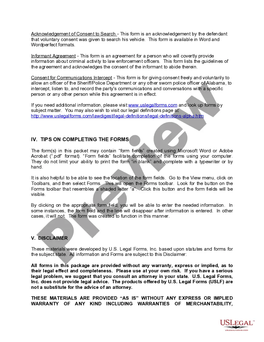 Preview Alabama Criminal Prosecution Forms Package