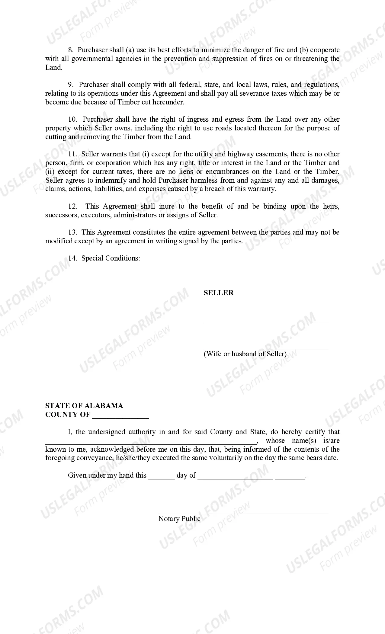 Preview Timber Purchase Agreement - Pay as Cut