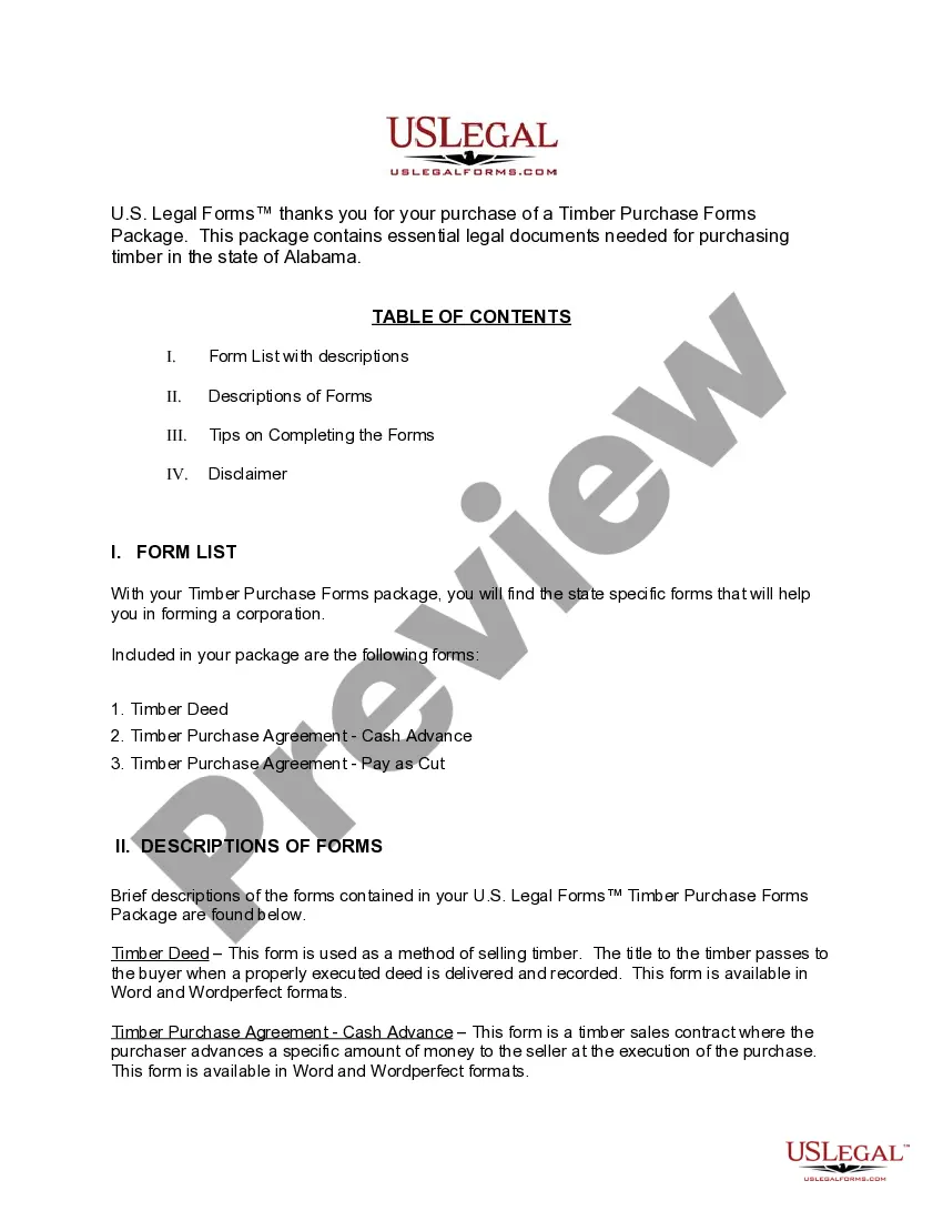 Preview Alabama Timber Purchase Forms Package