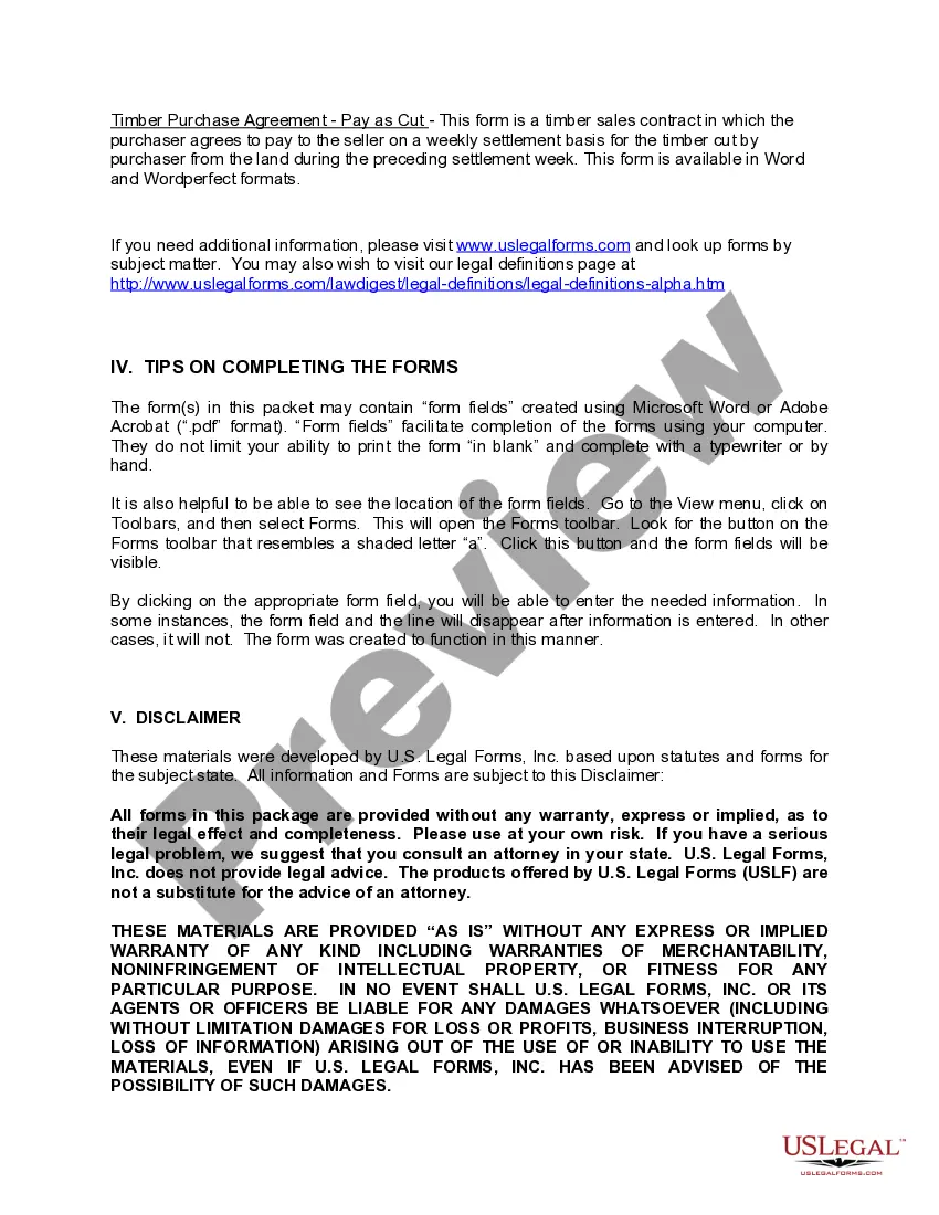 Preview Alabama Timber Purchase Forms Package