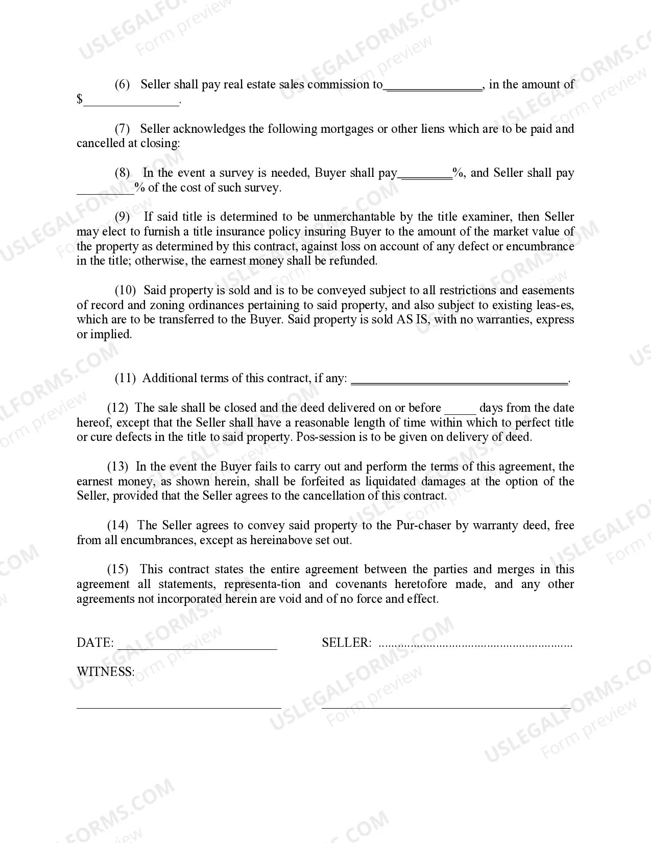 Preview Contract for Sale of Real Estate