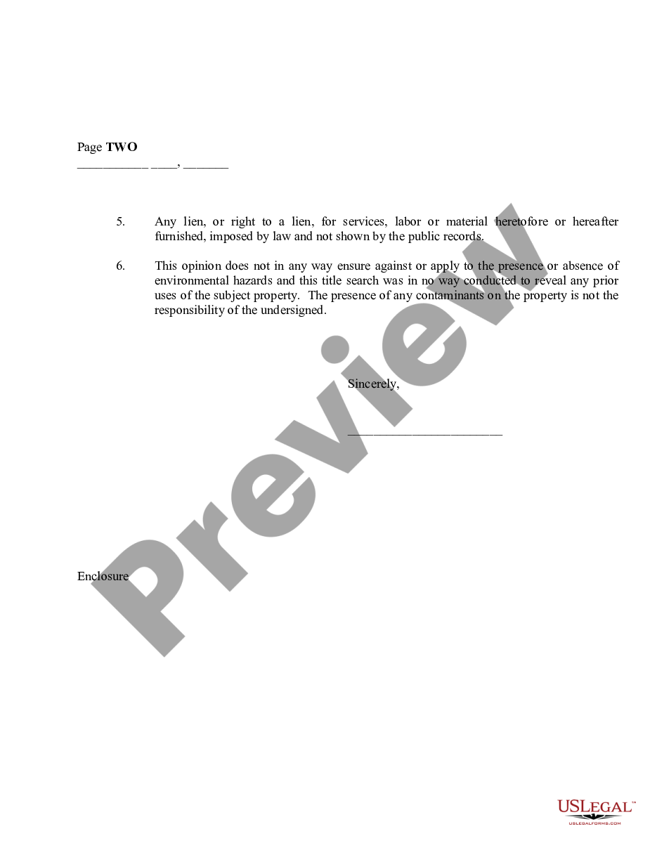 form Title Opinion Letter - Preliminary preview