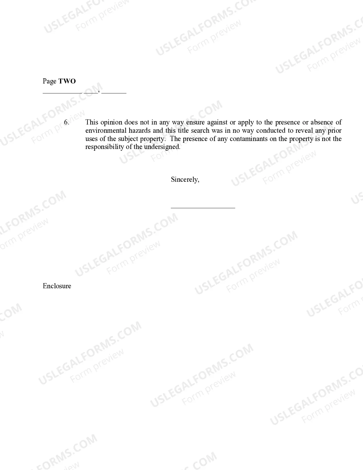 Preview Title Opinion Letter - To Purchaser