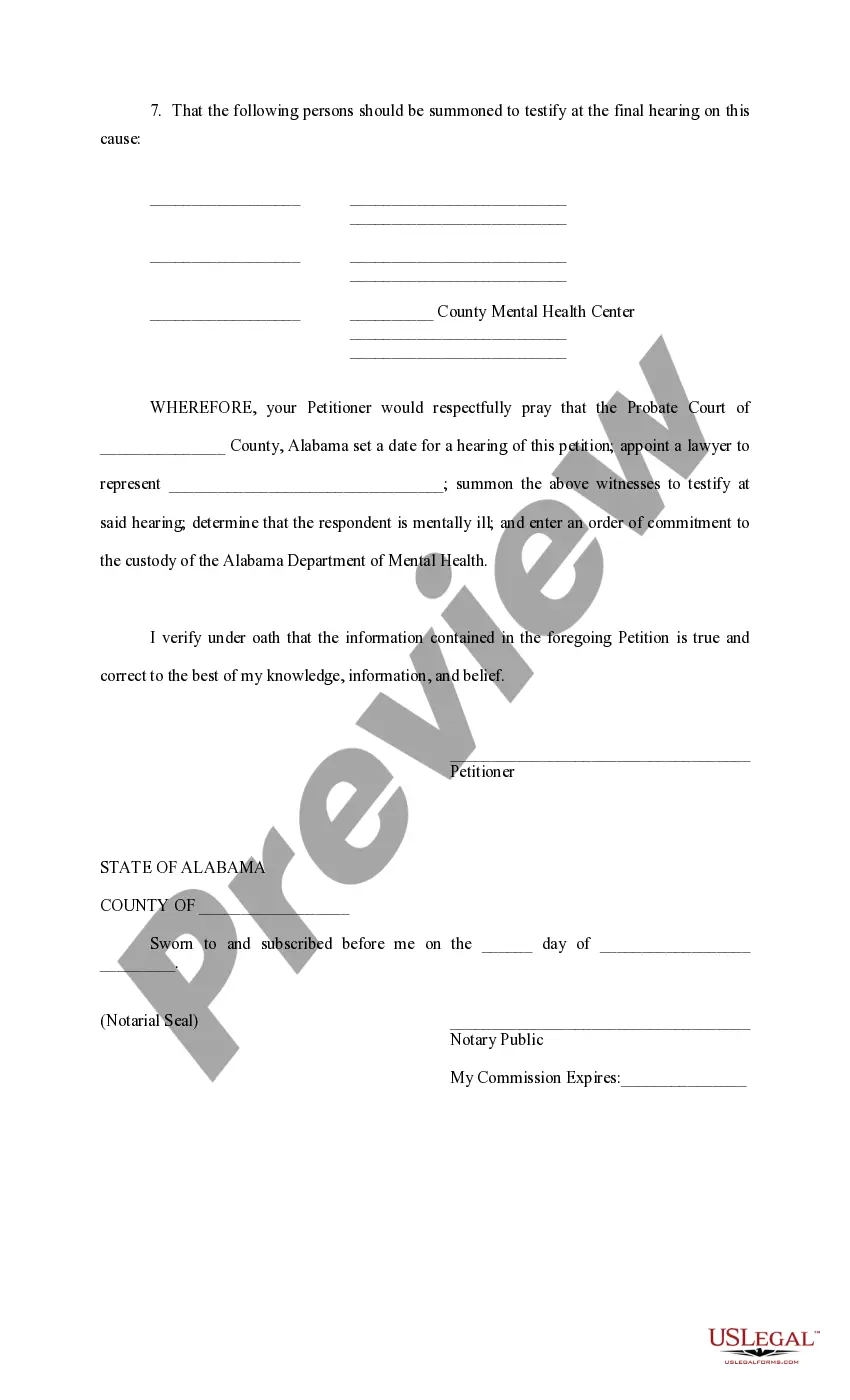 Get Petition For Mental Health Commitment Preview Petition For Mental Health Commitment