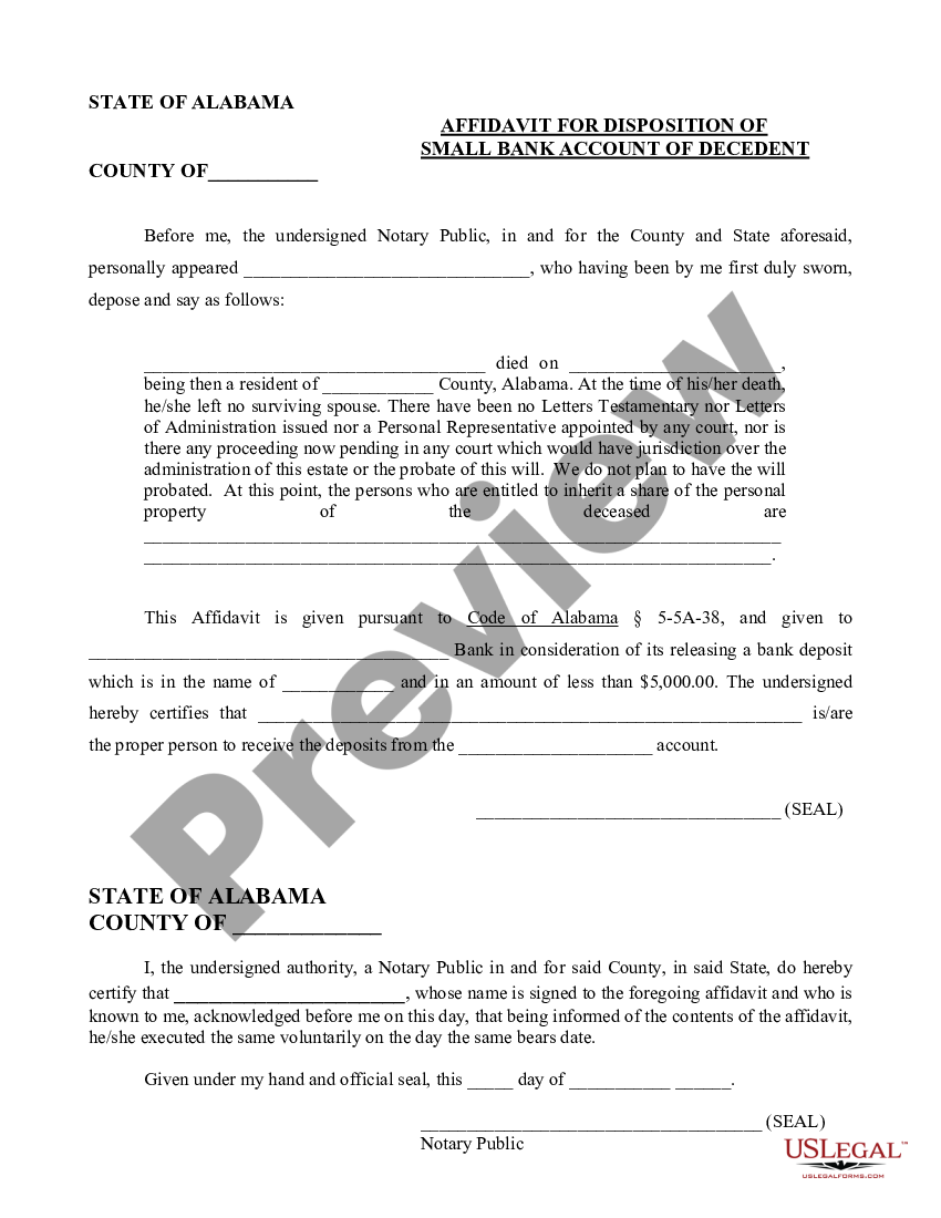 Small Estate Affidavit For Bank Account Withholding Us Legal Forms 1756